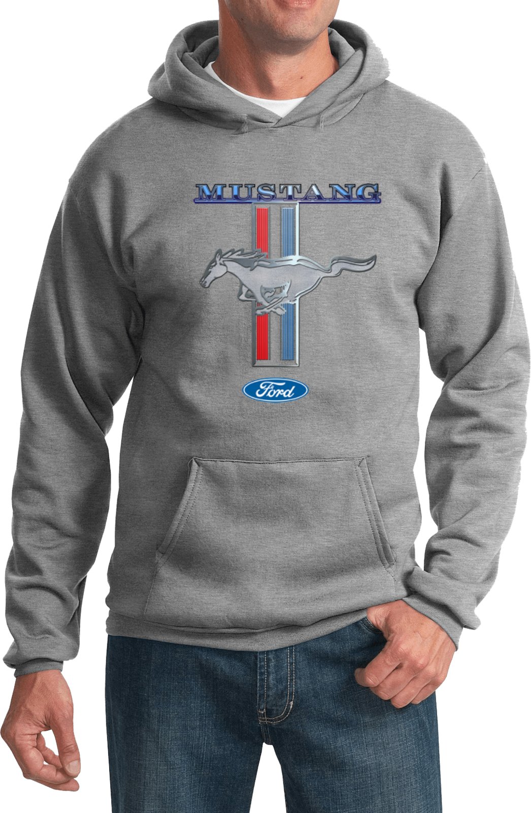 Buy Cool Shirts Ford Mustang Stripe Hoodie, Heather 4XL