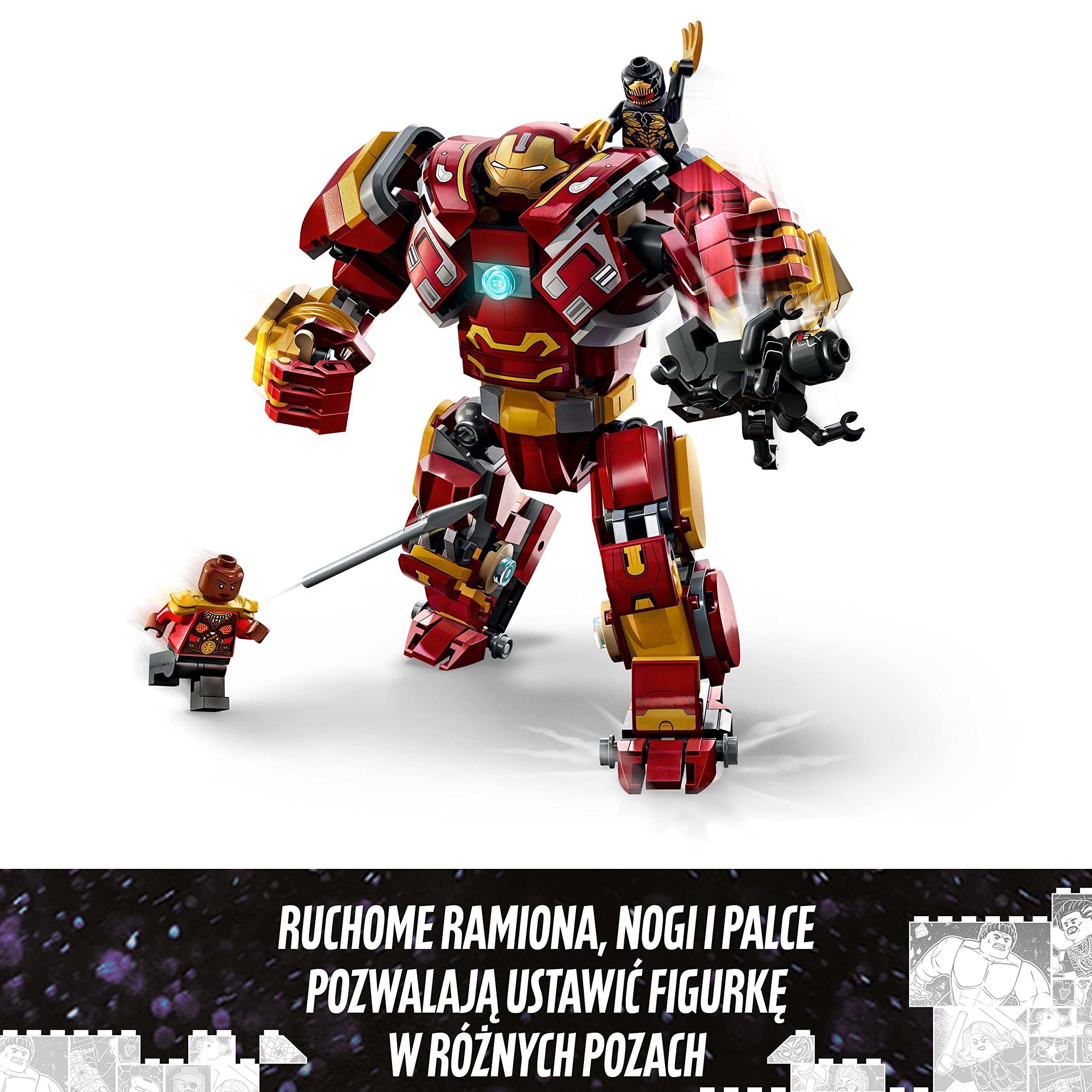 LEGO 76247 Marvel Hulkbuster: bitwa o Wakandę, Figurka Akcji, Zabawka do Budowania z Klocków Konstrukcyjnych z Minifigurką Hulka Bruce'a Bannera, Zestaw Kreatywny Avengers dla Dzieci