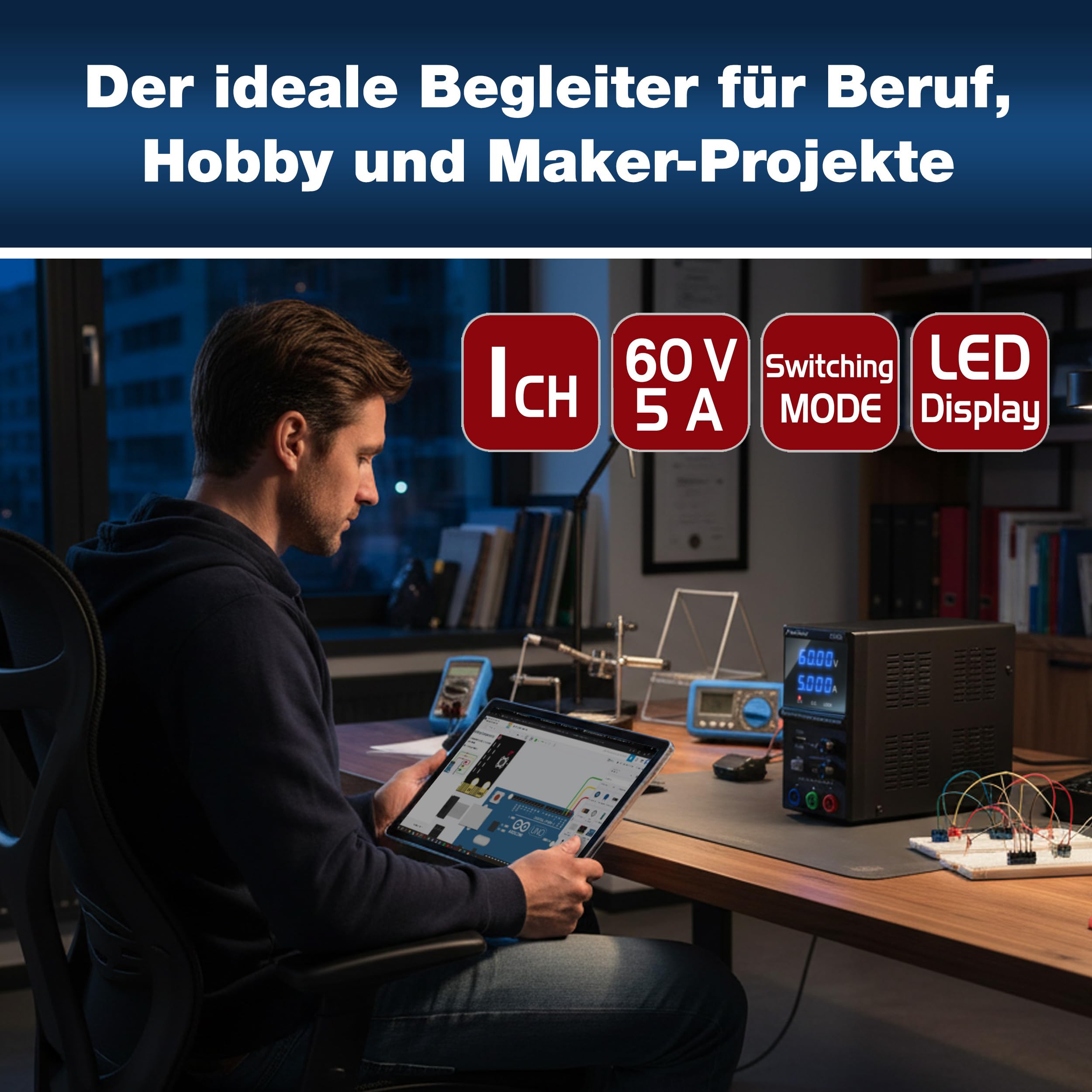 PeakTech 6224 - Labornetzteil DC 0-60V 0-5A 300W Labornetzgerät USB