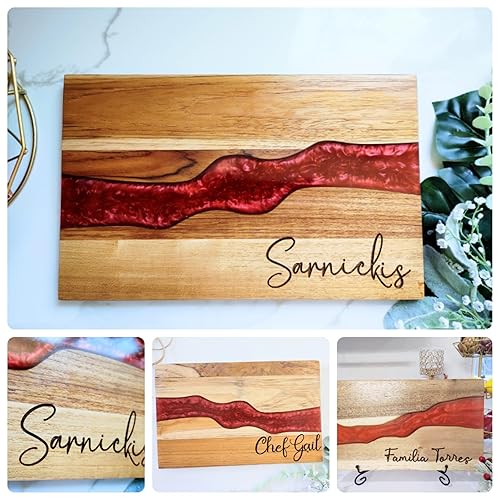 Miniatura 9 de Personalized Wood Cutting Board with Resin, Custom Wedding Gifts, White Epoxy Serving Board, Anniversary Christmas Birthday Gift for Her