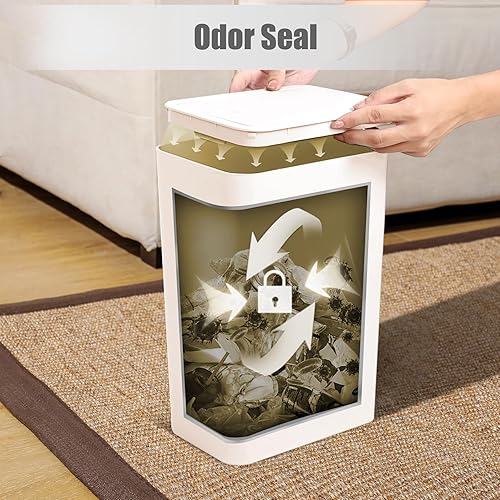 Miniatura 5 de Basurero de baño con tapa, cubo de basura delgado de 10 litros2.6 galones, cesta de basura pequeña con tapa desplegable para cocina, dormitorio,