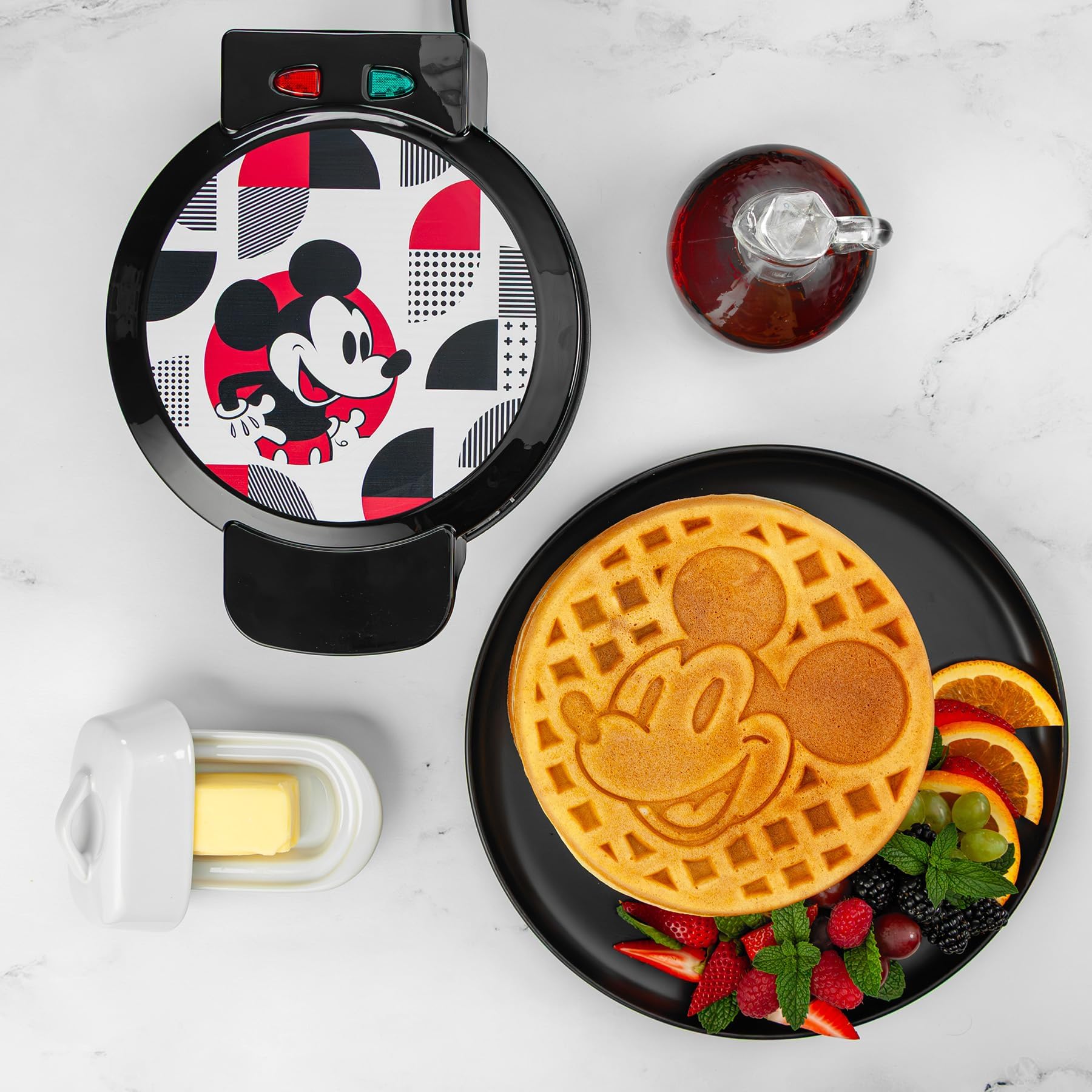 Disney Mickey Mouse Waffle Maker – Non-Stick Round Waffle Iron – Easy to Use and Clean