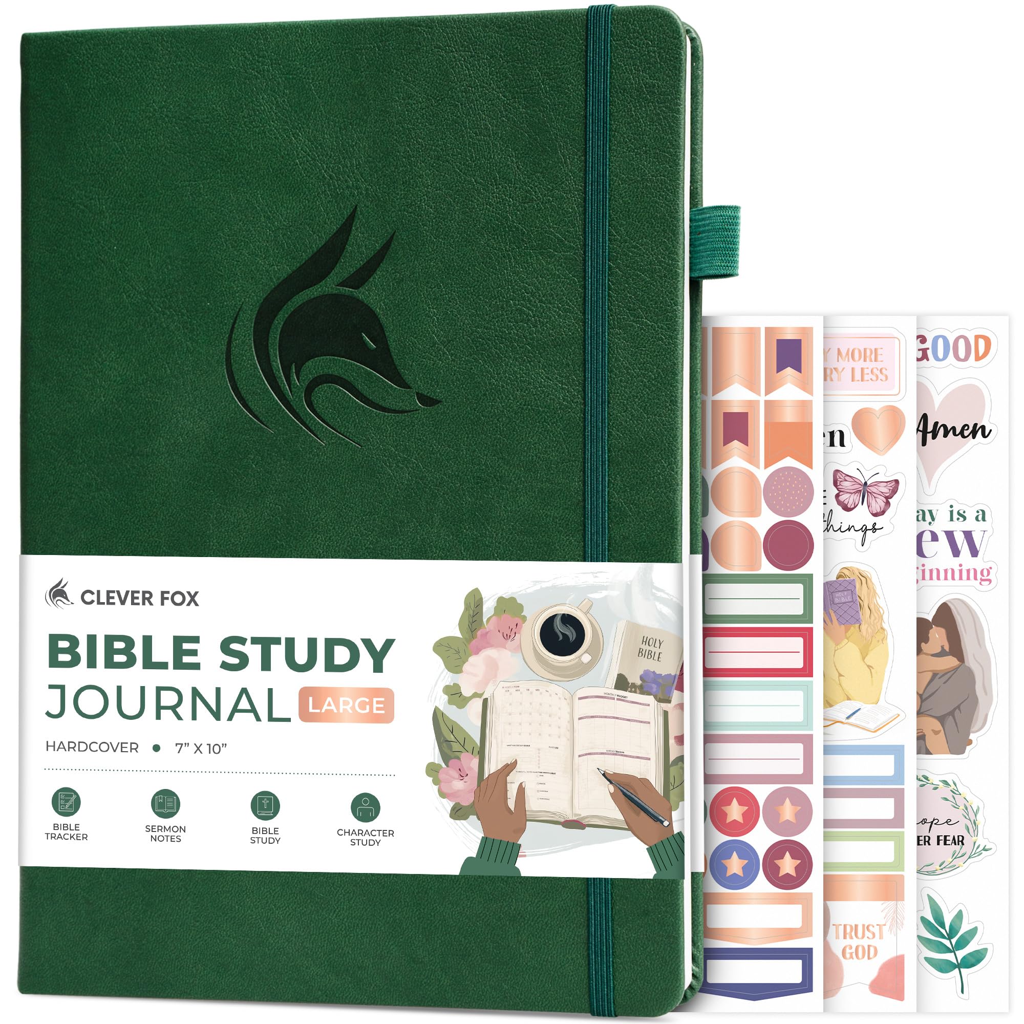 Clever Fox Bible Study Journal Large – Church Notes Notebook – Note Taking & Journaling Kit – Faith Based Religious Accessories, 18.5 x 26cm (Forest Green) — image 1