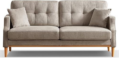 Sofá para sala de estar, sofá biplaza de 70 pulgadas, resistente al agua, moderno, suave, tapizado, sofá de mediados de siglo con puerto de carga