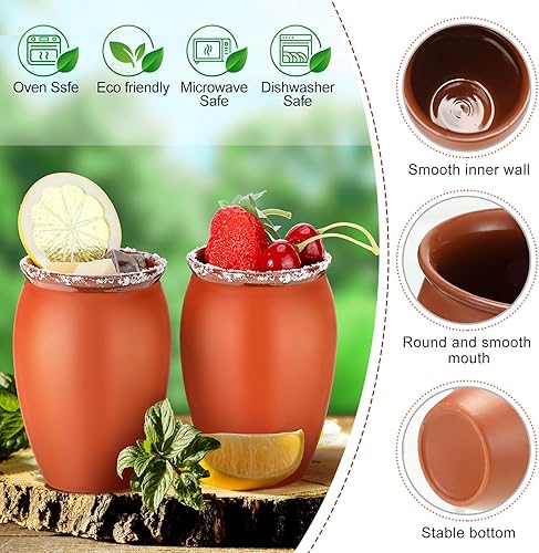 Vista 3 de Gejoy Juego de 6 Cantaritos De Barro Mexicanos Cantaritos Shooters Cerámica Taco Martes Copa de Arcilla Mexicana Fiesta De Barro Mexicanos Vasos