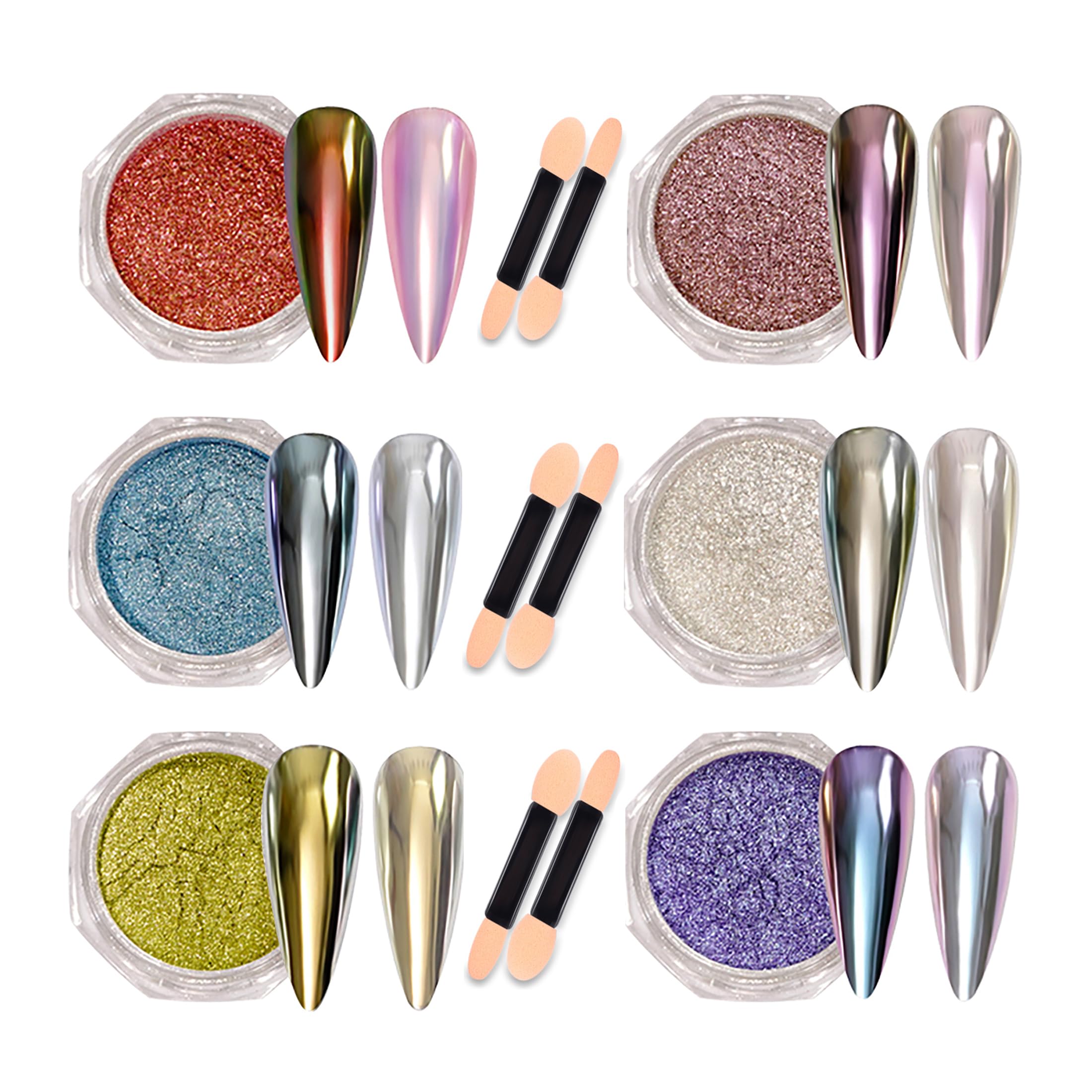 Unicorn Chrome Nail Powder Pearl Iridescent Metallic Mirror Effect Nail Chrome Powder Aurora Nail Glitter Pigment Nail Supplies for Nail Art Manicure