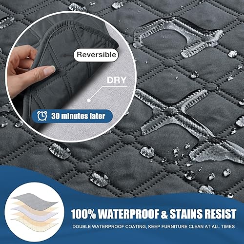 Miniatura 5 de TAOCOCO Fundas reclinables 100% impermeables, fundas de sofá reclinable con correas para las piernas, funda de sofá reclinable reversible para silla