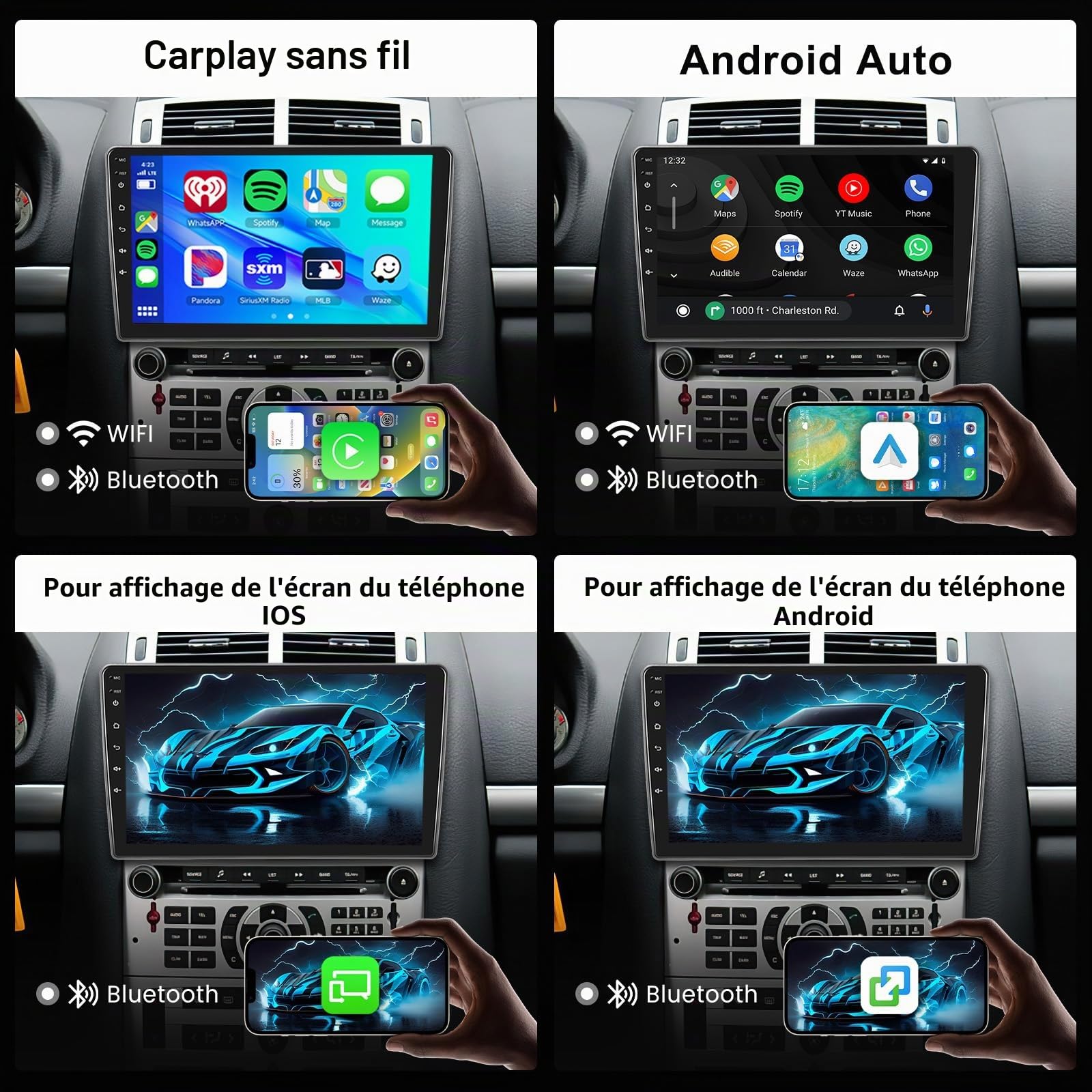 2GB 64GB Android Autoradio pour Peugeot 407 2004-2011 Radio avec Carplay Android Auto, Hodozzy Écran Tactile 9 Pouces Stereo Navigition GPS, Bluetooth, WiFi, FM/RDS Radio, SWC, EQ