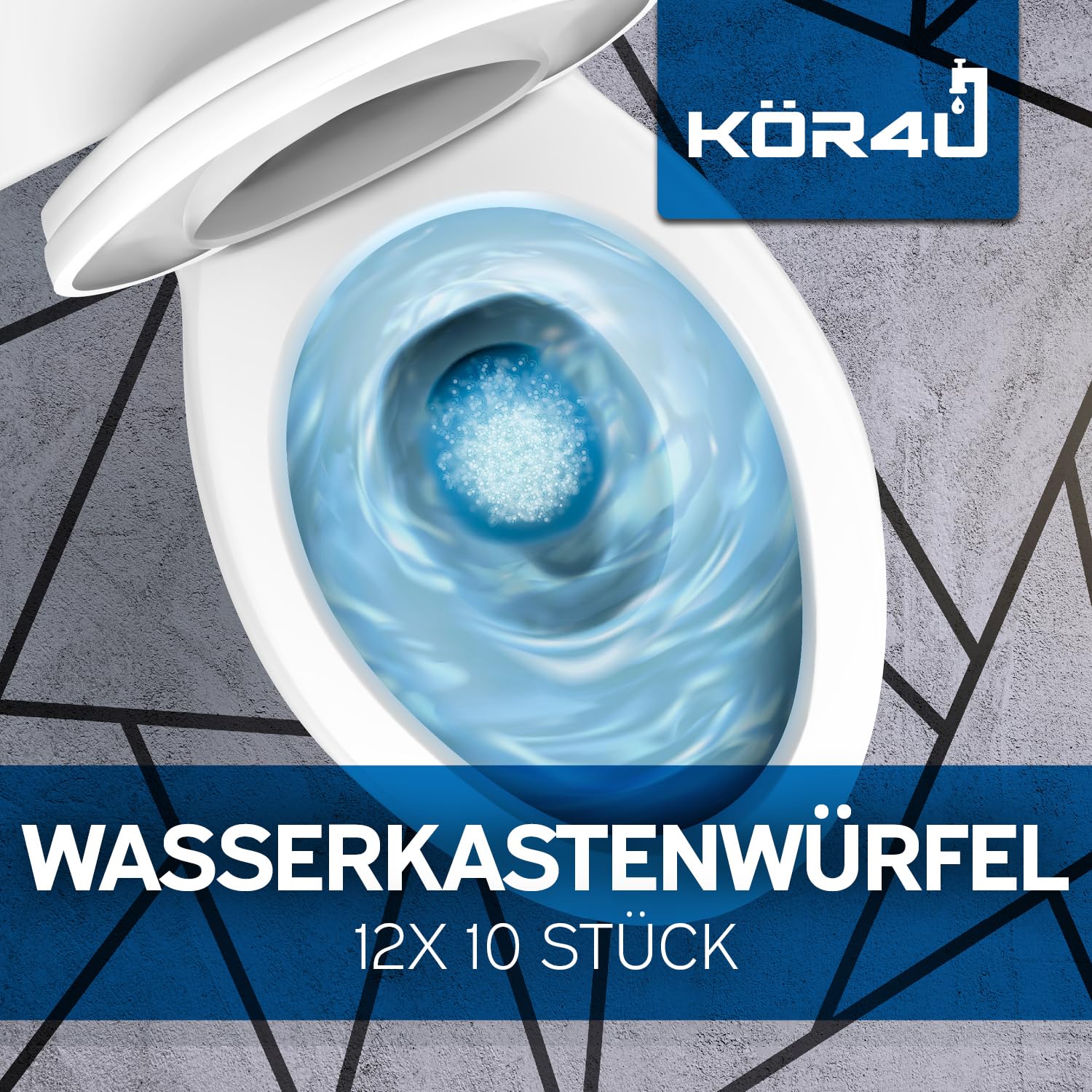 kör4u Cubo de agua, 120 pastillas de inodoro azules contra la cal y los depósitos en el baño