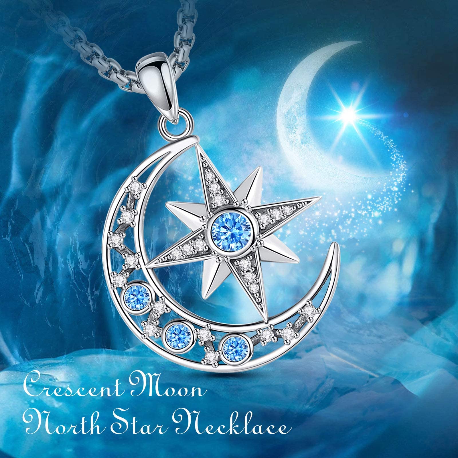 Collar Luna Sol Estrellas para Mujer Plata de Ley 925, Colgante Energía Collares Estrella Collar the Witcher, Sol Luna Joyería Original Regalo para Mujer Madre Hija Hermanas, 45CM
