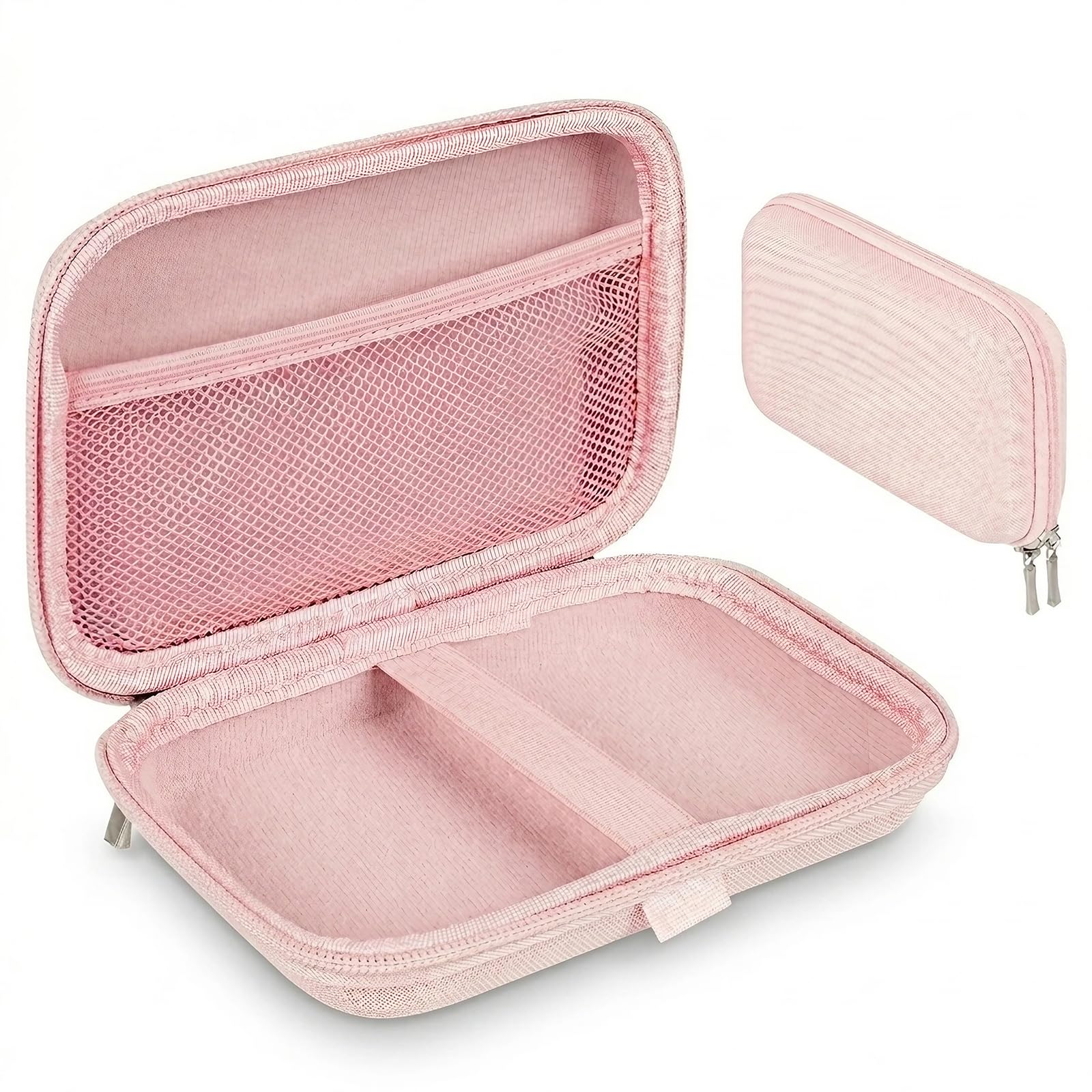 Linkidea Funda para consola videojuegos de mano, organizador de viaje resistente a golpes, compatible con la caja del mini reproductor de juegos para cable carga, EarPods, baterías y accesorios (Rosa)