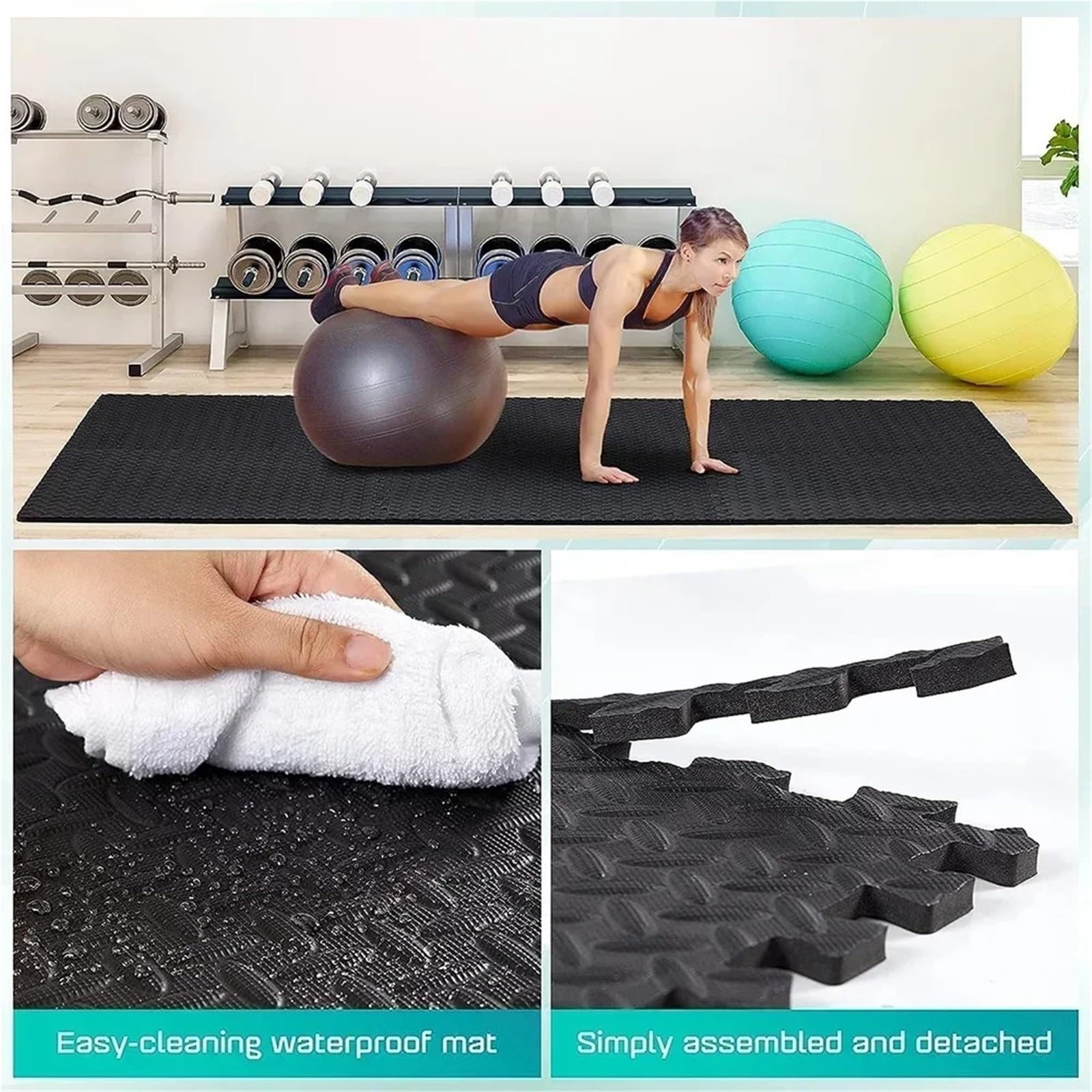 Tappeto Da Fitness A Puzzle Tappetini ad incastro EVA da 4 a 20 pezzi, piastrelle puzzle antiscivolo for l'esercizio quotidiano in palestra a casa