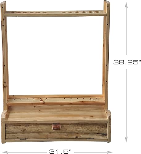 Miniatura 2 de Rush Creek Creations Estante rústico de almacenamiento de pared con 2 lazos compuestos – 12 flechas con compartimento para accesorios – hecho a mano