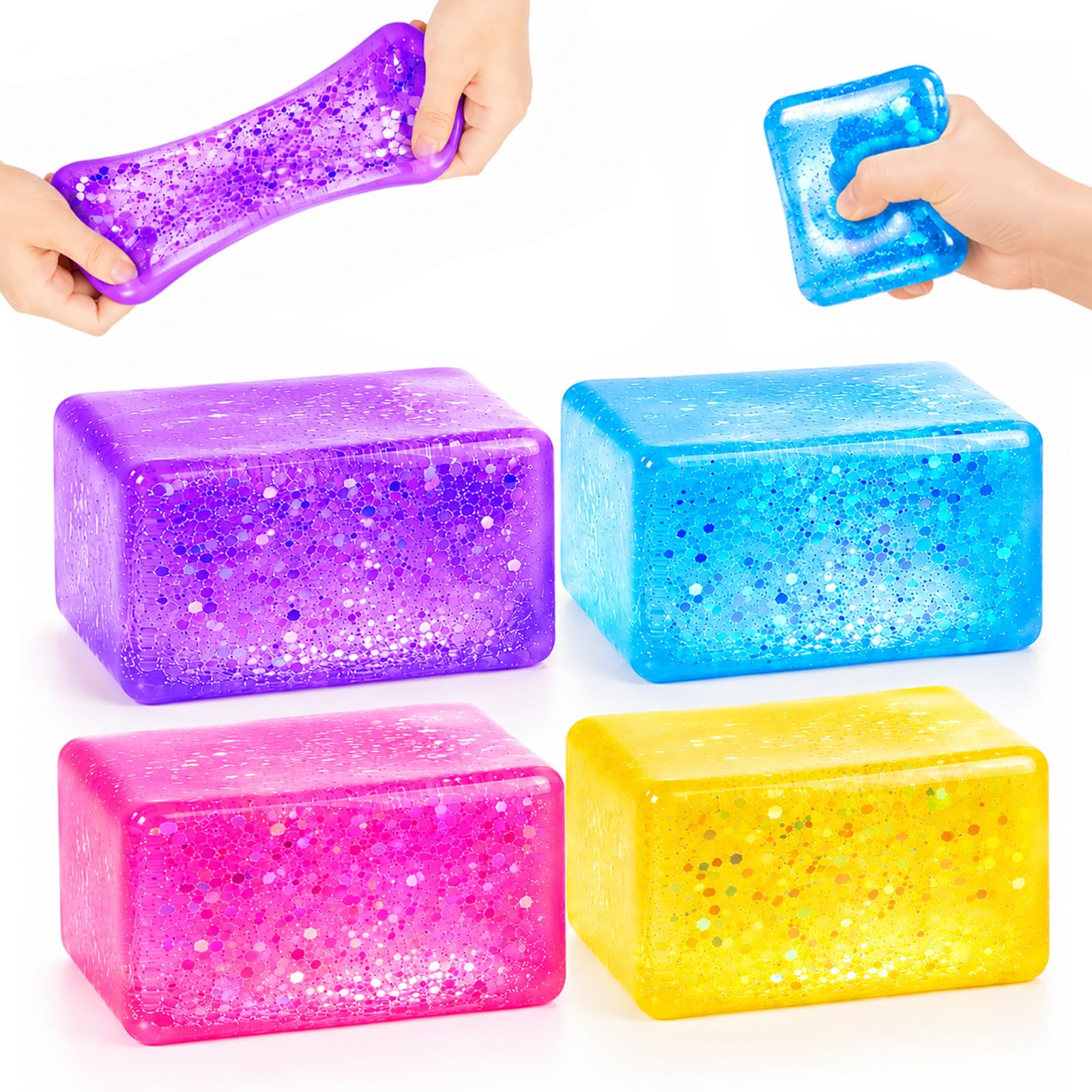 4Pcs Stress Cubes Stress Balls for Adults, Squishy Fidget Toys, Squeeze Ice Cubes Sensory Toys for All Ages Adults Kids Teens , Enhances Grip Strength Squeeze Ball, Party Bag Fillers for Kids — image 1