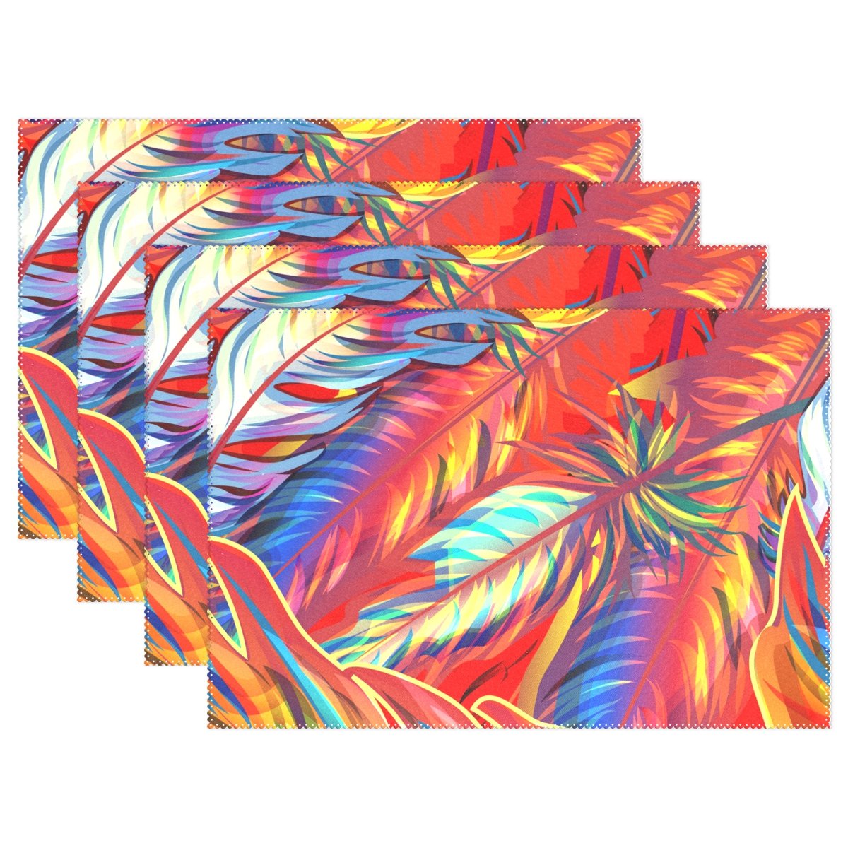 LIANCHENYI Flamingo Feathers Heat-resistant Placemats, Polyester Tablemat Place Mat for Kitchen Dining Room 1 Piece