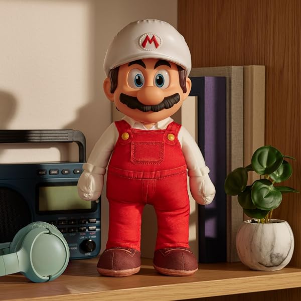 „Super Mario Galaxy“-Film: Bewegliches „Fire Mario“-Plüschtier, 35 cm, offiziell lizenziert von Jakks Pacific, Stofftier mit beweglichem Kopf, Nintendo-Sammlerstück, ab 3 Jahren - 3