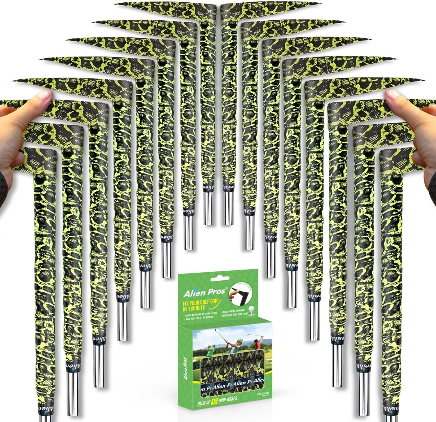 Alien Pros Golf Grip Wrapping Tapes - Innovative Golf Club Grip Solution - Enjoy a Fresh New Grip Feel in Less Than 1 Minute