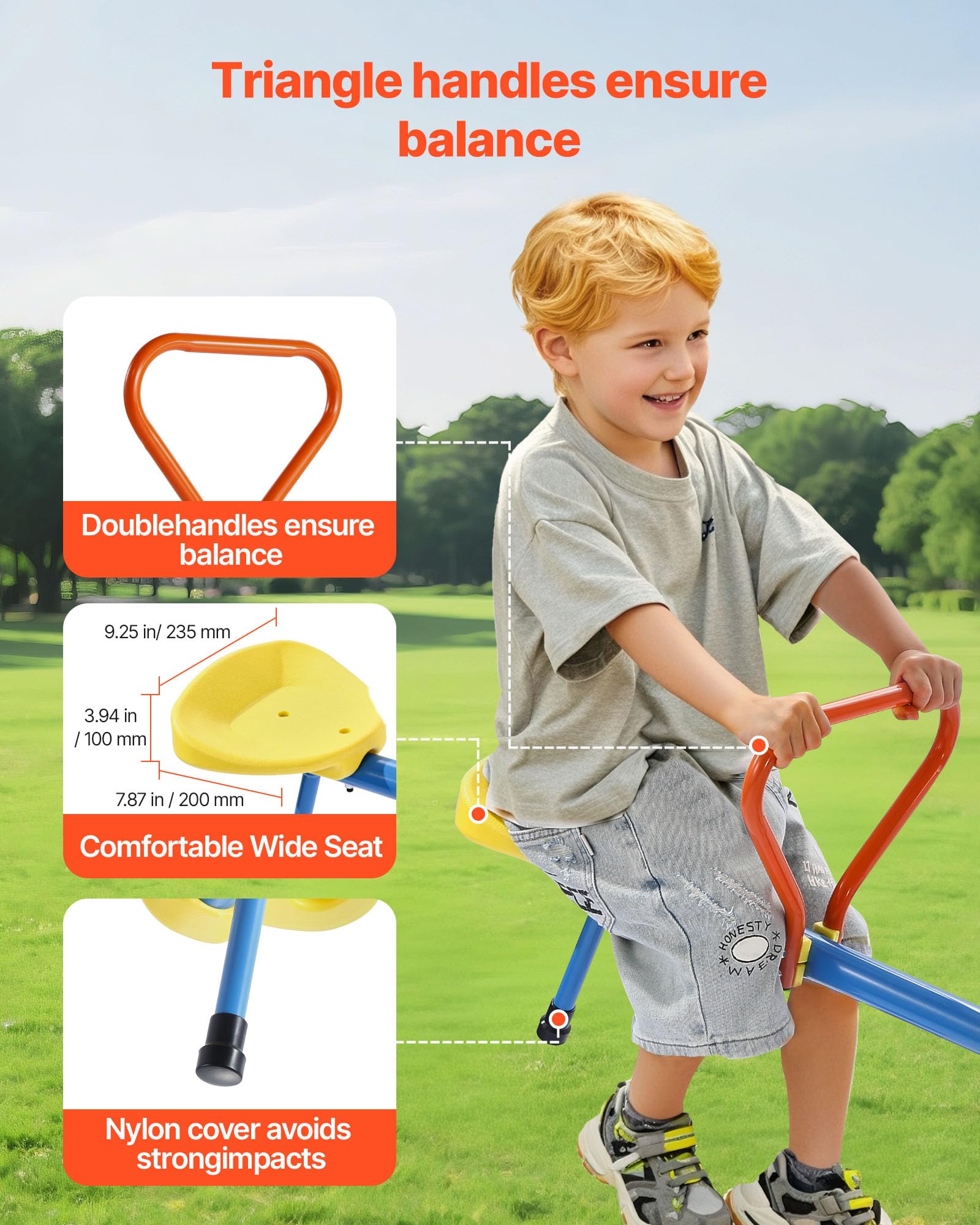VEVOR Altalena per Bambini, Capacità di 49,9 kg per Posto, Altalena Girevole a 360 Gradi con Gambe di Supporto a 3 Punte, Attrezzatura da Parco Giochi all'Aperto, Giocattoli da Esterno, 4 Posti