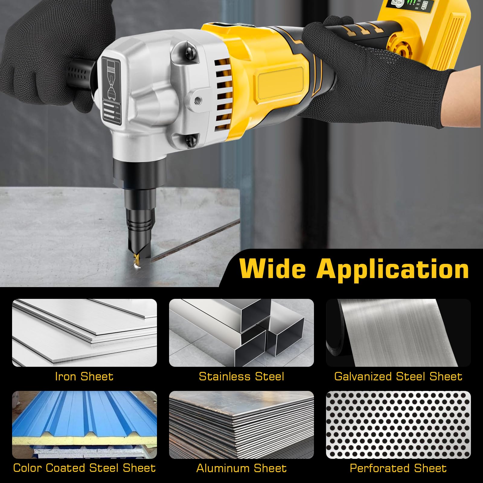Blechknabber, Akkubetriebener Metallknabber Kompatibel mit Dewalt 18V Akku, Akku Knabber, Blechnibbler Aufsatz, 1900SPM, 3.5m/min, 950W, 3 Stufige Bürstenlose Elektro-Metallschere Blechknabber