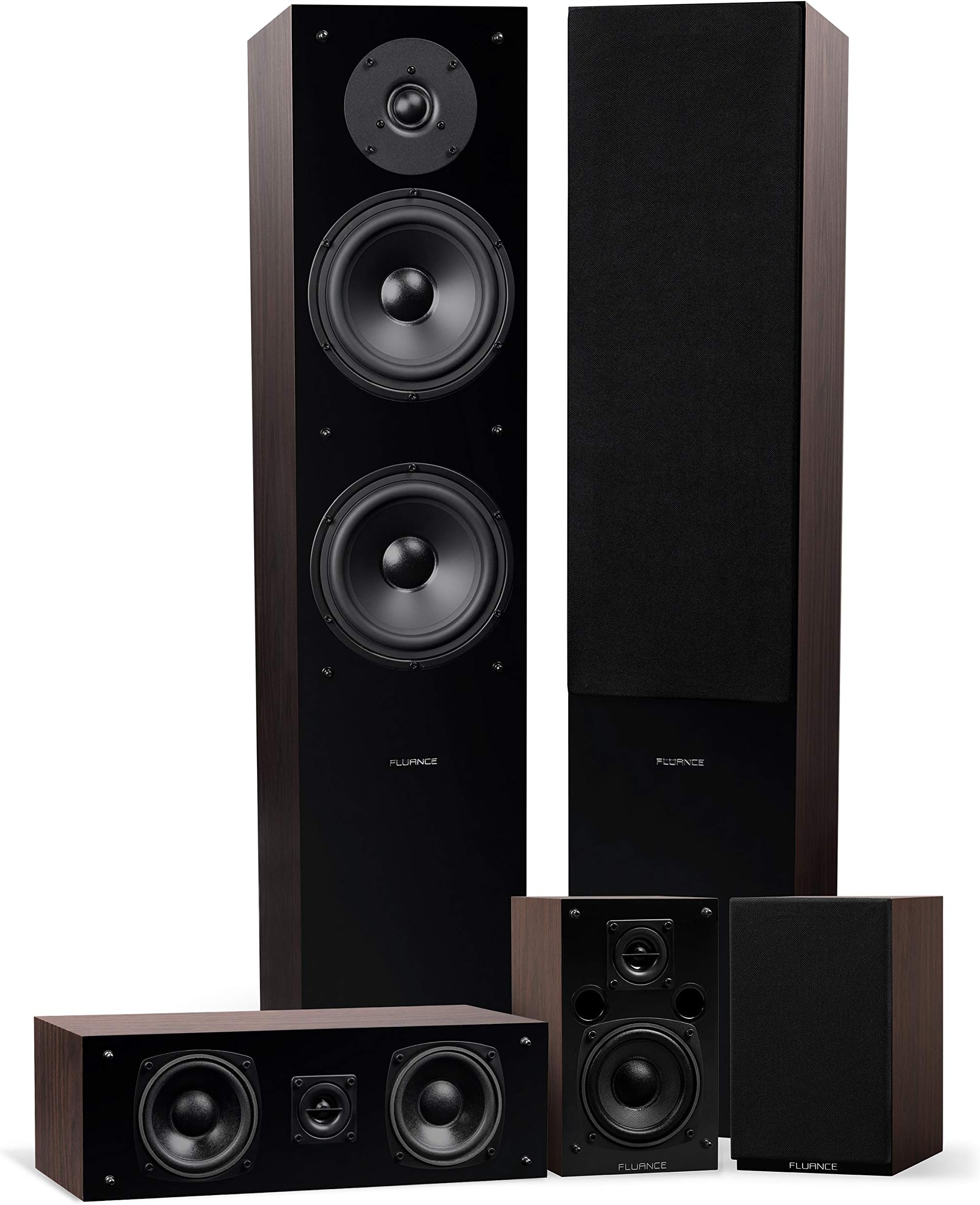 Elite High Definition Surround Sound Home Theater 5.0 Channel Speaker System including Floorstanding Towers, Center Channel and Rear Surround Speakers - Natural Walnut (SXHTBW)
