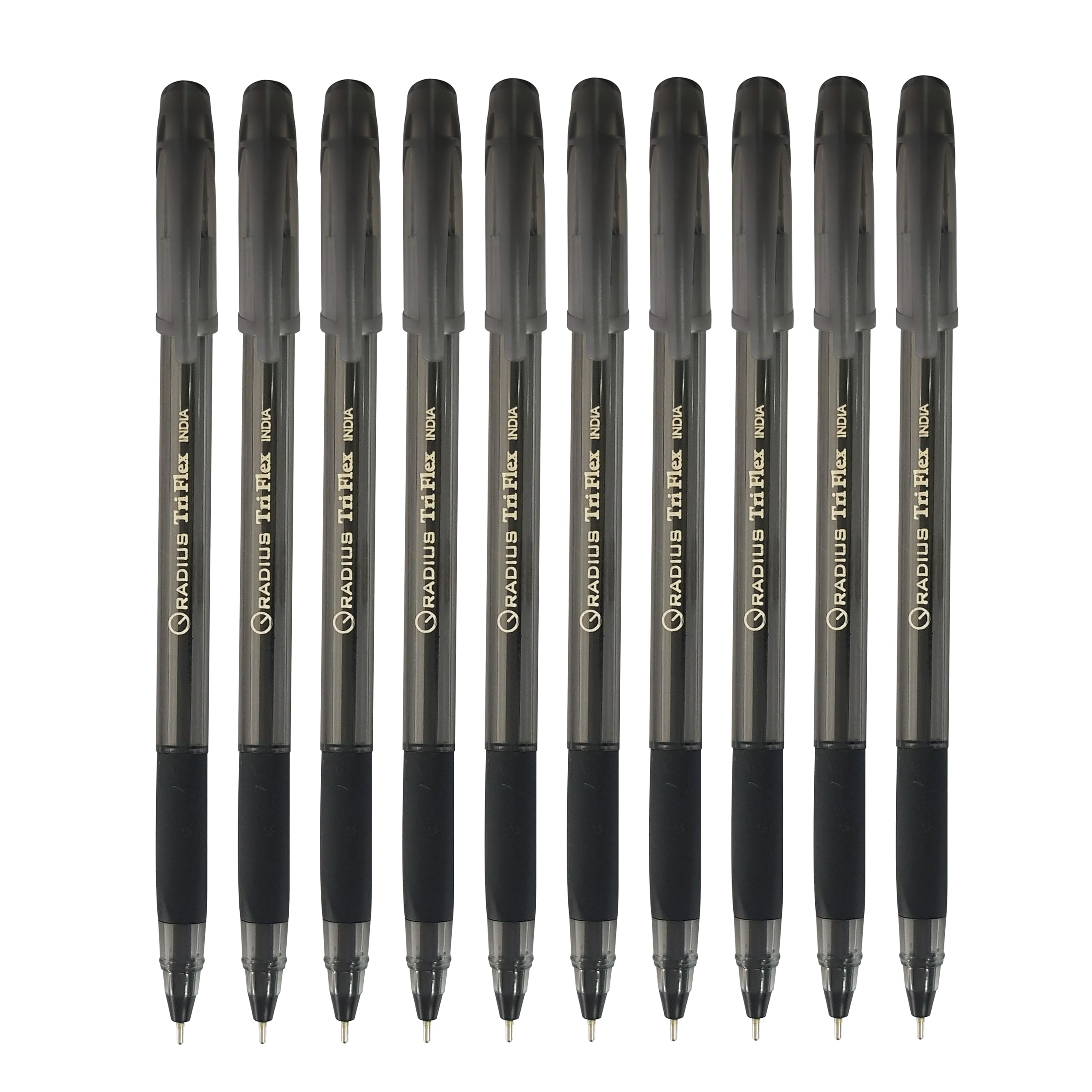 Ballpoint Pens, 1.0mm Medium Point, BLACK, Pack of 50, RADFlex Smooth Ball Pens, Tri Grip, School Office Home Everyday Pens, iVAIDEX Black Ball Pen