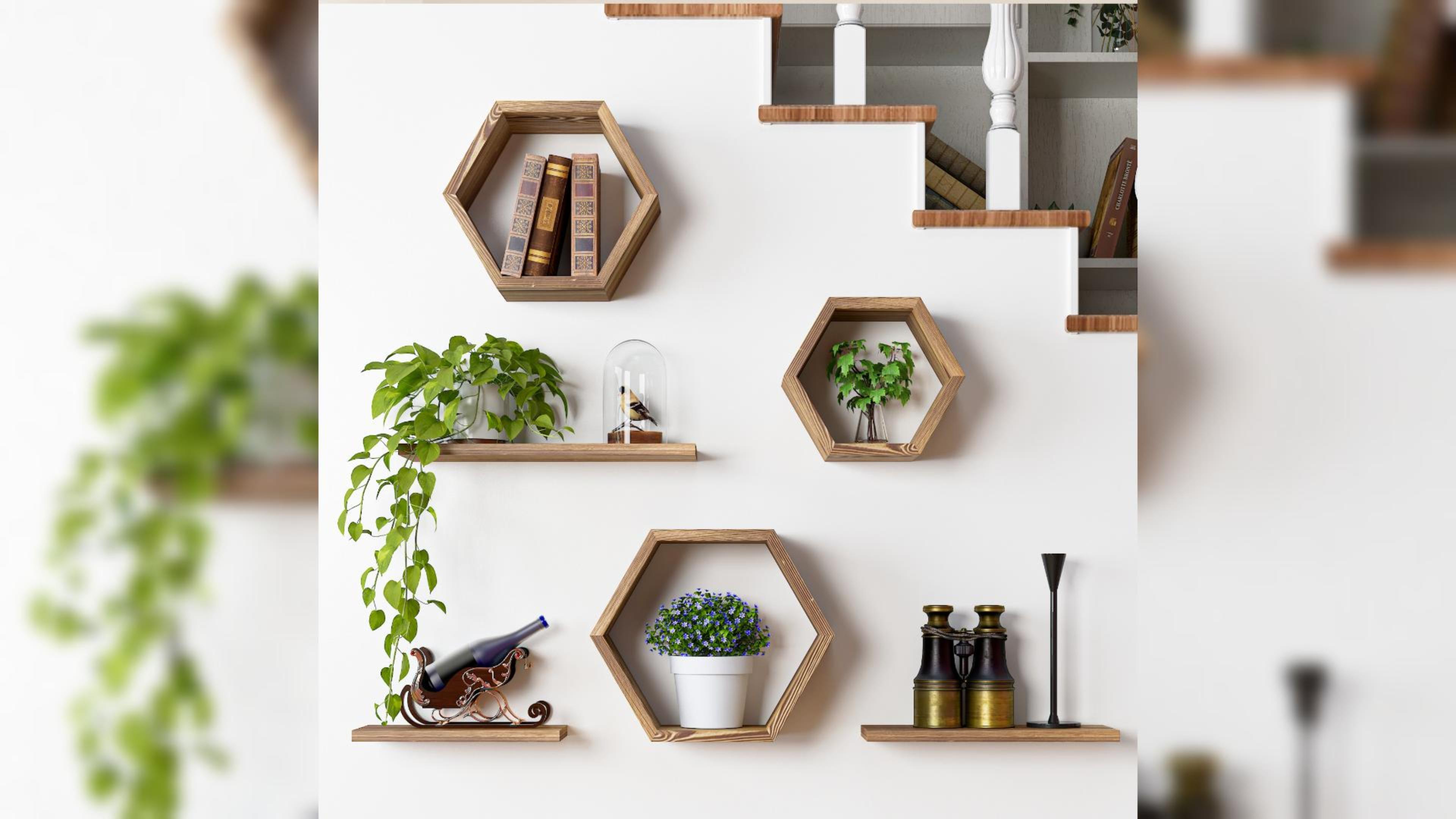 Estantes Hexagonales Flotantes Montados En La Pared, Estante | Meses
