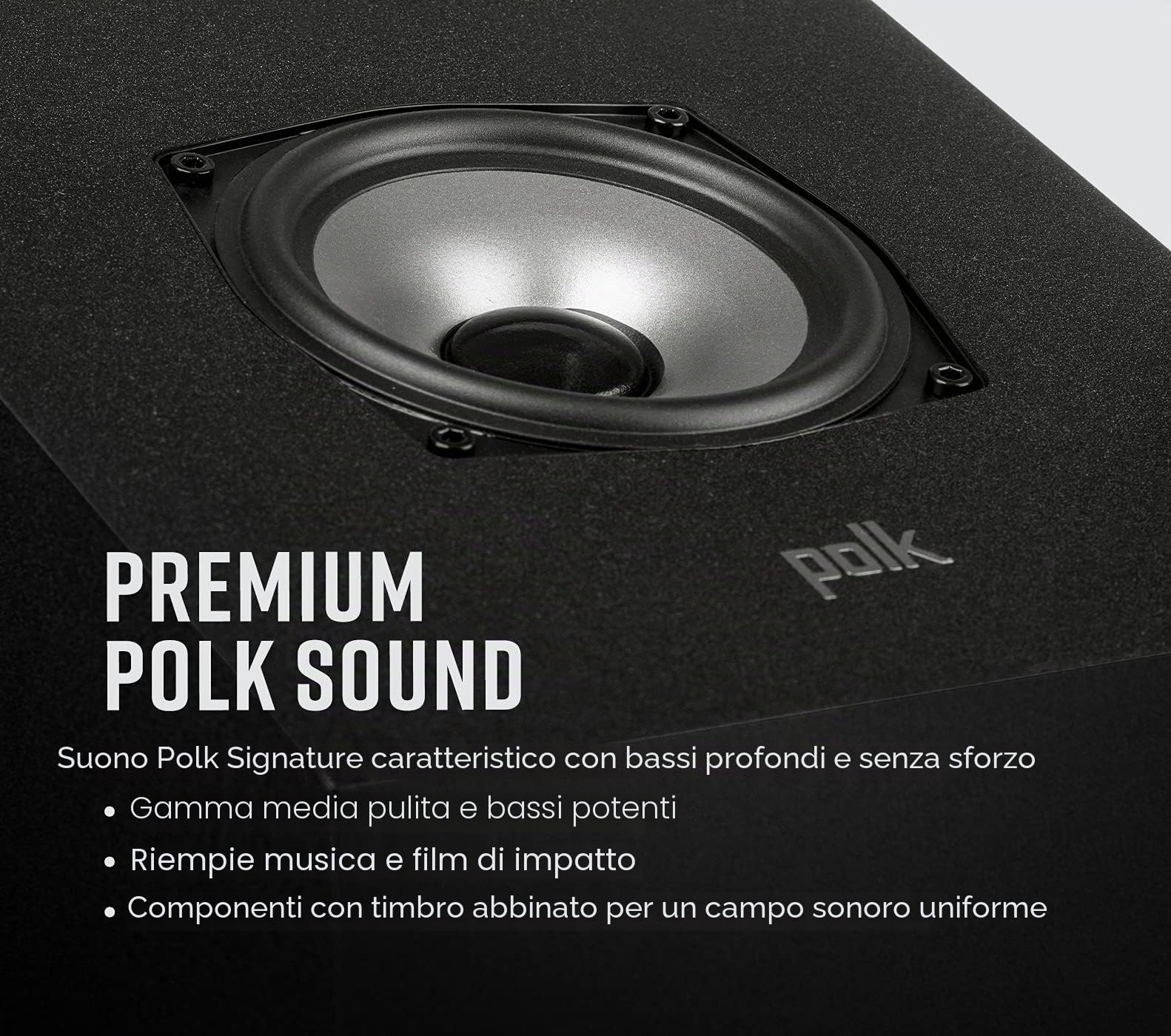 Polk Audio MXT90BK Diffusori Hi-fi per Musica e Home Cinema, Canale Height, Nero