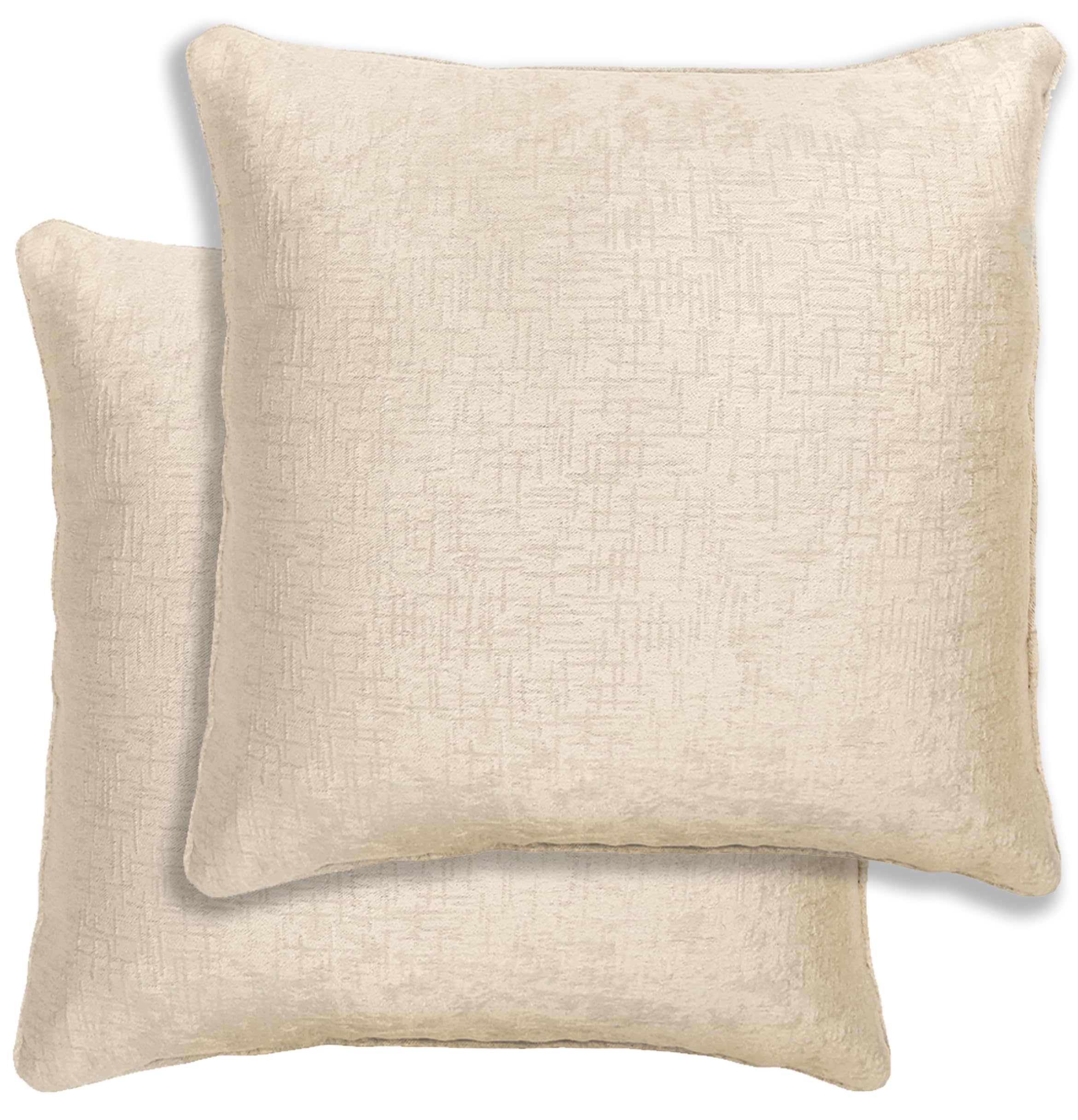 Enhanced Living Cream Pair Of Vogue Embossed Design Cushion Covers 43X43cm – Plain Textured Design With Piped Edge – Double-Sided, Zip Opening – Covers Only, No Inserts