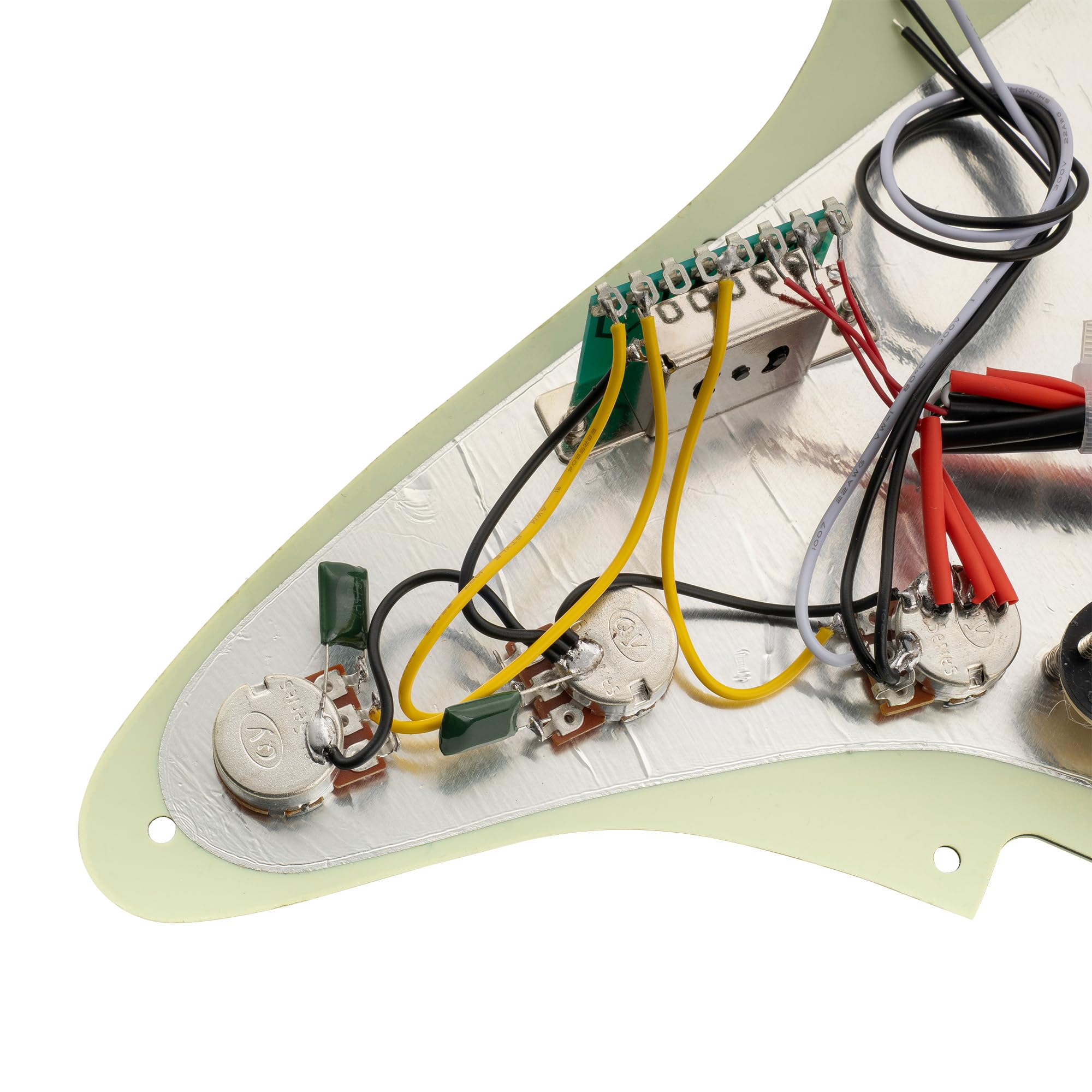 Musiclily Basic ST-SSS Vorverdrahtetes Schlagbrett Pre-Wired Loaded Pickguard mit Keramik Mini Rail Humbucker Tonabnehmer Set für Strat Style E-Gitarre, 3-lagig Mint Green