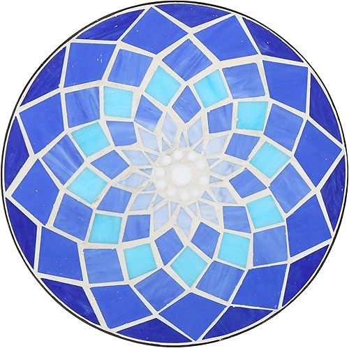 Miniatura 8 de Christopher Knight Home Azure - Mesa auxiliar de cristal para exteriores con marco de hierro, color azul y blanco