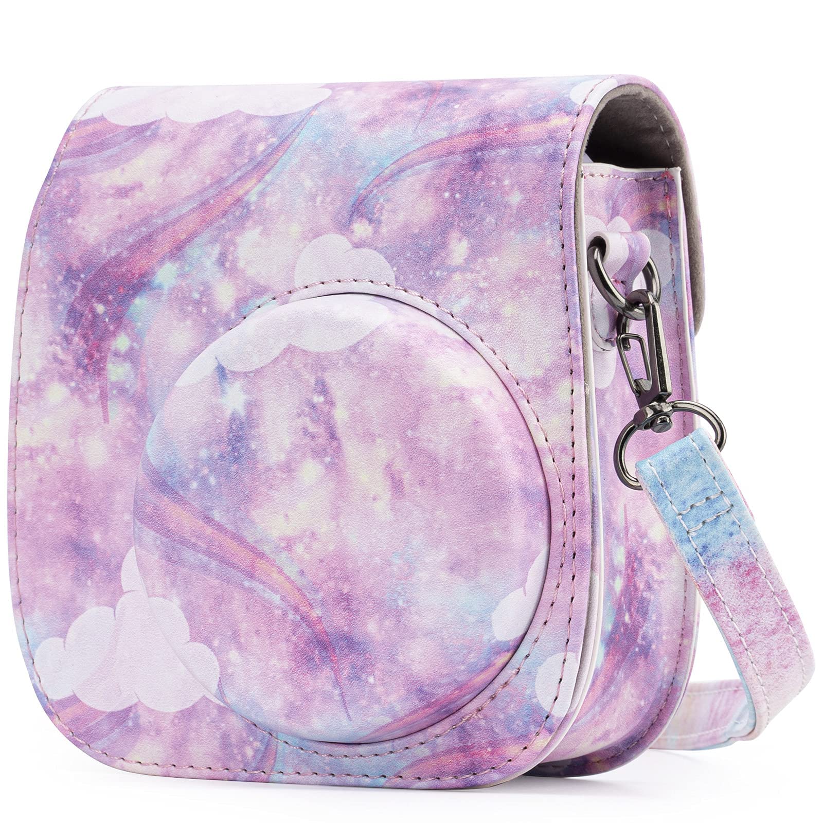 MAKINGTEC Protective & Portable Case Compatible with fujifilm instax Mini 11/9/ 8/8+ Instant Film Camera with Accessory Pocket and Adjustable Strap (Starry sky Pink)