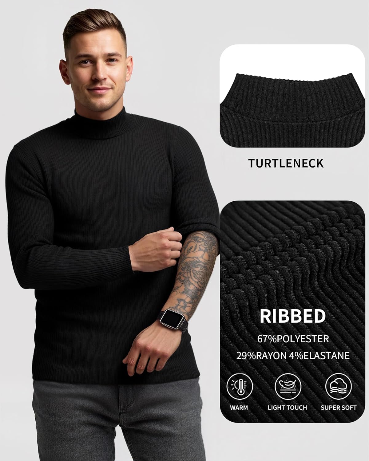 MANGOPOP Men's Mock Turtleneck Shirts Long Sleeve Shirts Pullover Ribbed Sweater Fall Fashion 2025 - Image 5