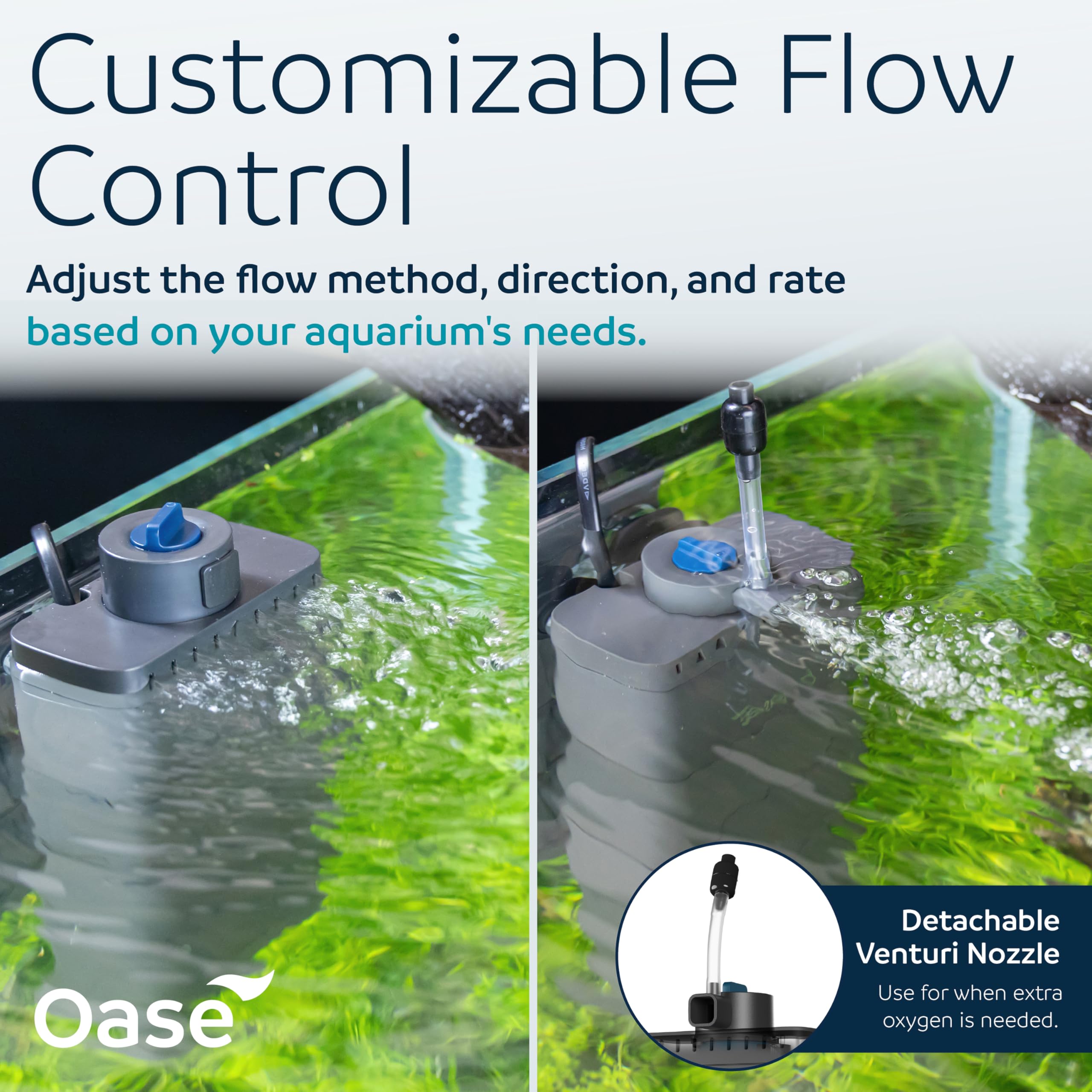 OASE EcoFlow 150 Filtre Interne d'aquarium, pour réservoirs d'eau Douce et d'eau salée jusqu'à 40 gallons, Silencieux, débit d'eau Personnalisable, Filtration en Plusieurs étapes