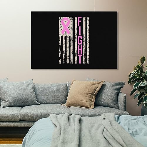 Miniatura 7 de Fight Breast Cancer Awareness USA Flag Large Canvas Wall Art Decor Living Room Bedroom Pictures Posters Paintings Artwork 20x30inch(50x75cm)