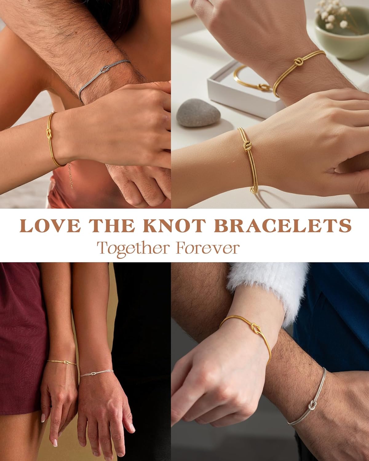 KOHOTA Valentines Day Gifts Silver Gold Bracelets for Women Trendy 14K Gold Plated Bracelet for Women Non Tarnish Dainty Stackable Heart Pearl Knot Beaded Bracelets Stack Set Charm Mothers Day Jewelry - Image 5