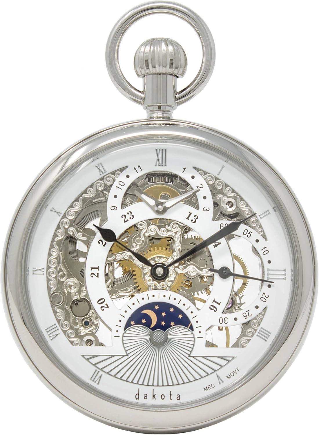 Dakota 33467 Mechanical Dual Time Zone Pocket Watch with