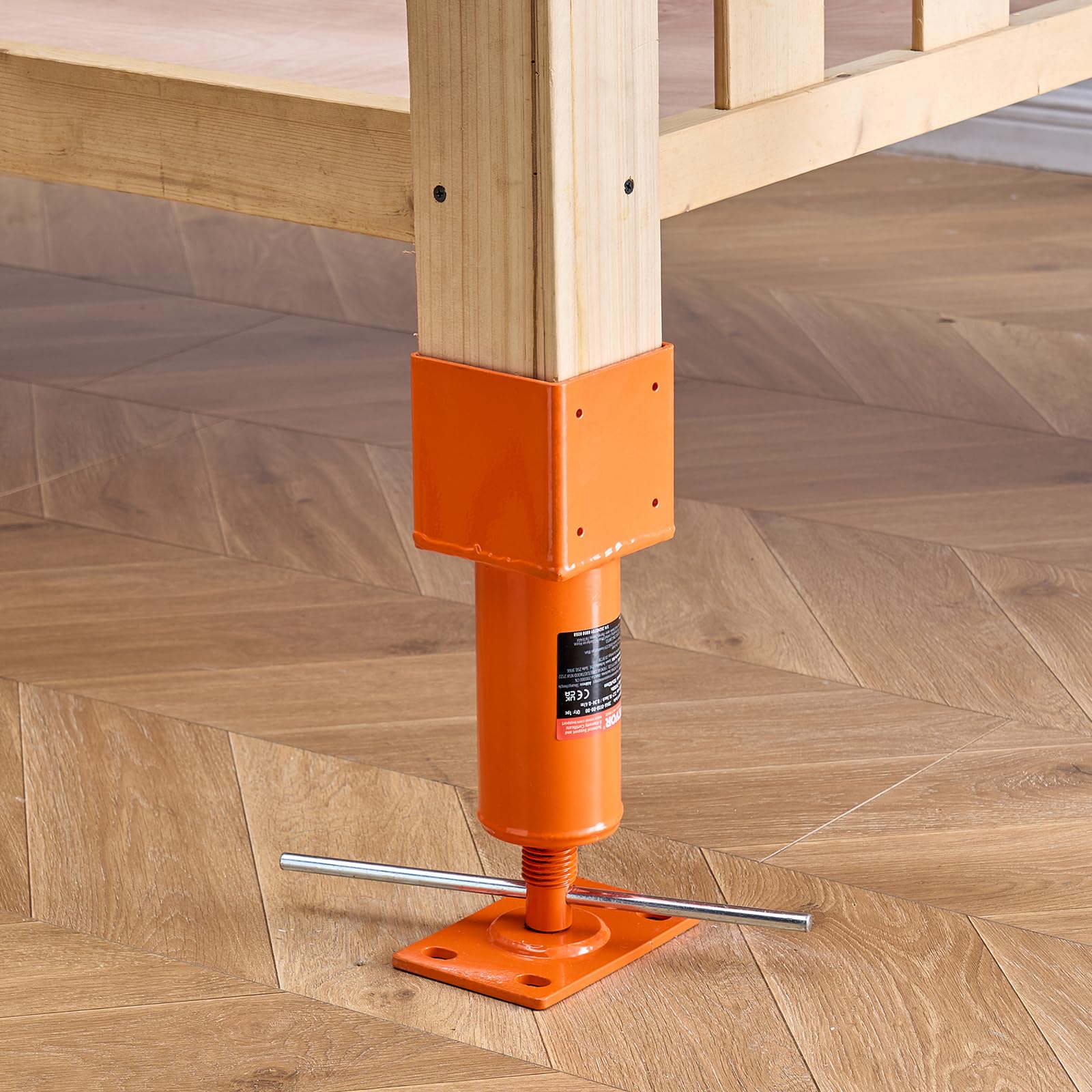 VEVOR Cric à Vis pour Poteau 101,6x101,6 mm, Support de Levage à Poutre Réglable, Plage Hauteur 33,53-47,5 cm, Capacité de Charge 11203,73 kg, Vérin Poteau pour Nivellement Temporaire Plancher Maison
