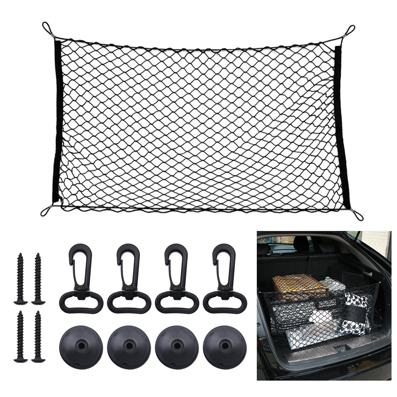 Tryagat 110×60cm Car Boot Cargo Up To 220 × 120 Cm Net for Audi Q5 Sportback FY I 2021-2024, Elastic Car Boot Mesh,flexible, Secure Scratch-resistant
