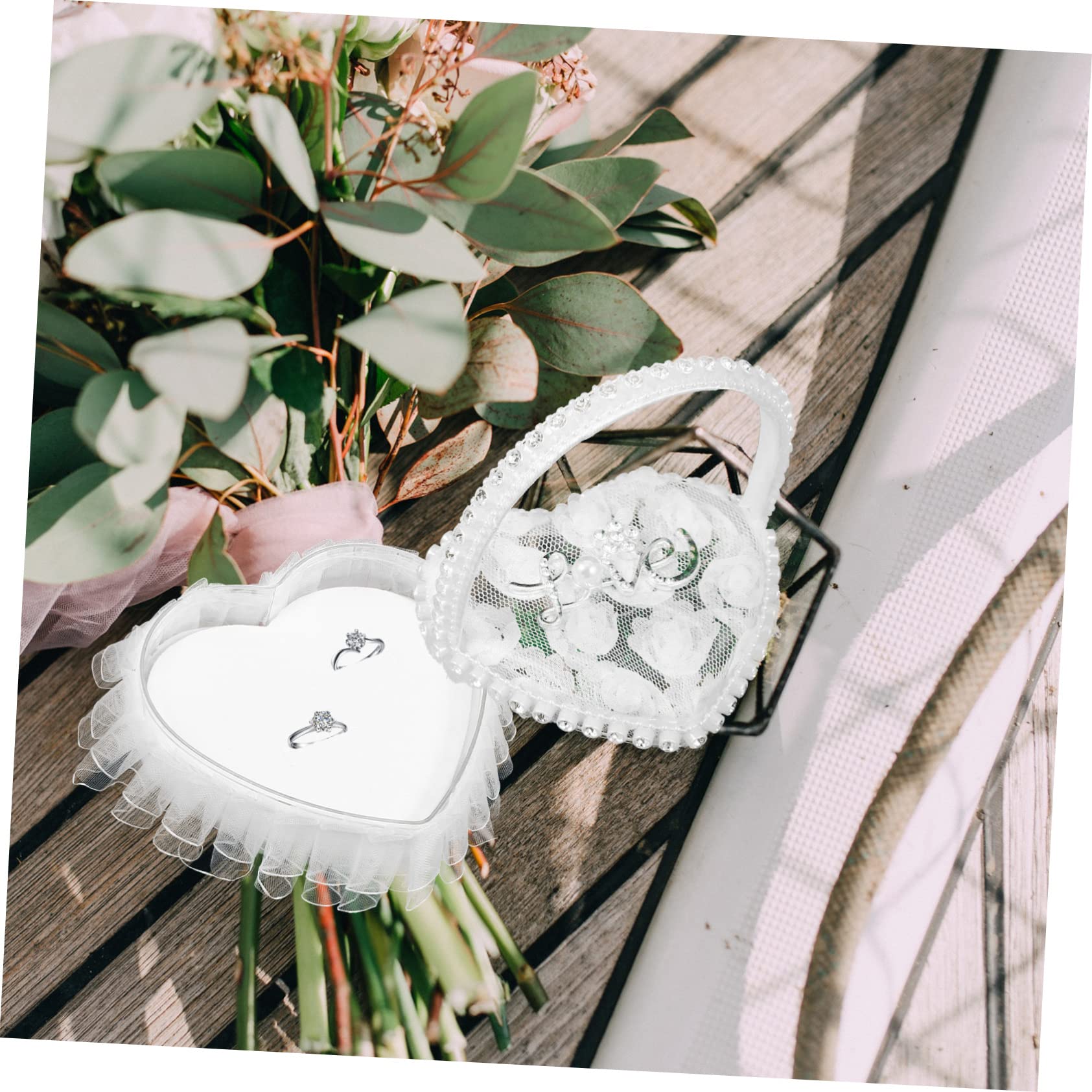 PRETYZOOM 5st Ringkissen Aus Spitze Hochzeitsträger Brautring Hochzeitsdekorationen Für Die Zeremonie Braut- Weiße Accessoires Dekorationen Für Hochzeitszeremonien Kofferzubehör Satin-