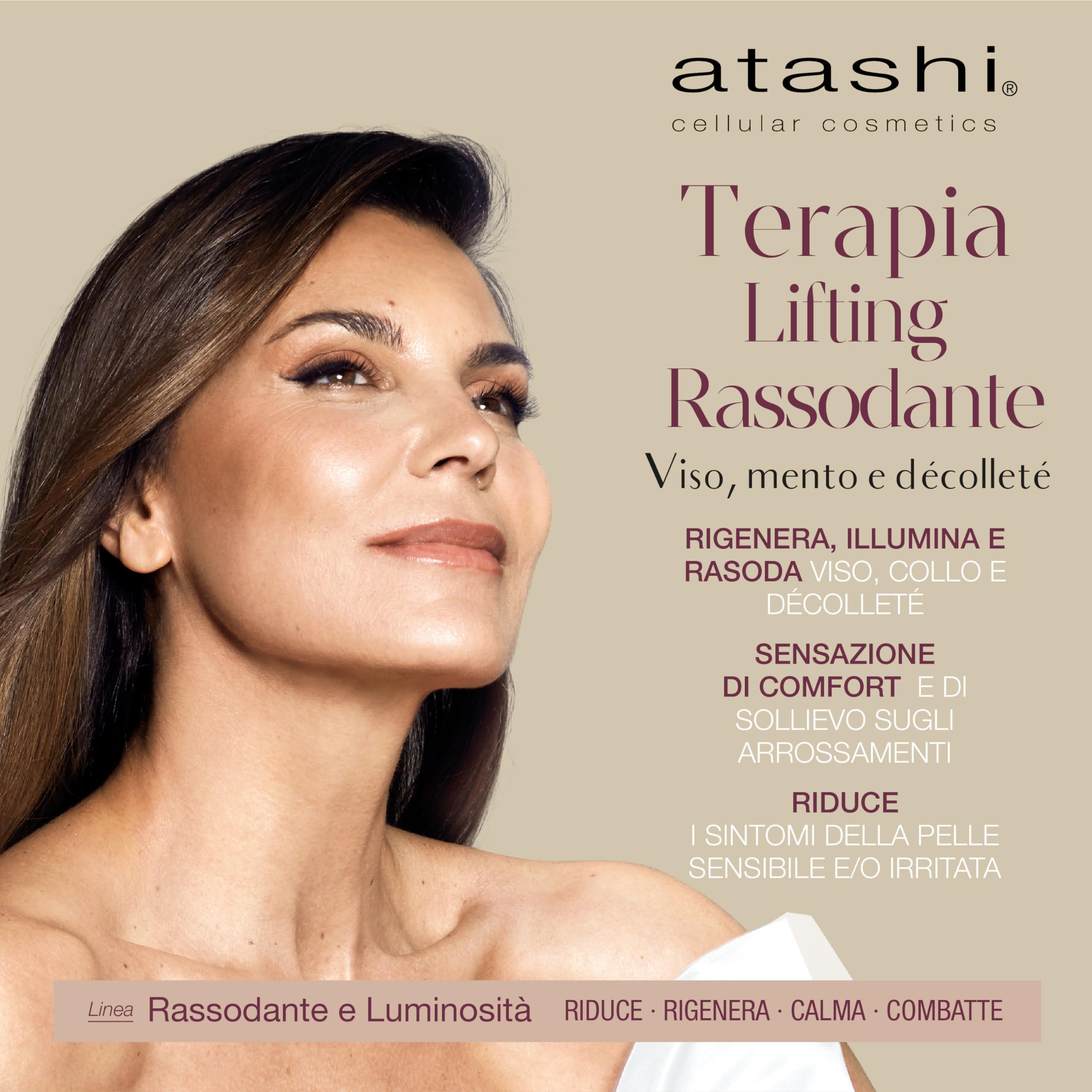 Atashi | Tonicità & Luminosità | Con Edelweiss & Carnosina | 50 ml | Terapia Lifting per Viso, Mento & Décolleté | Crema Rigenerante, Illuminante & Rassodante | Pelli Sensibili