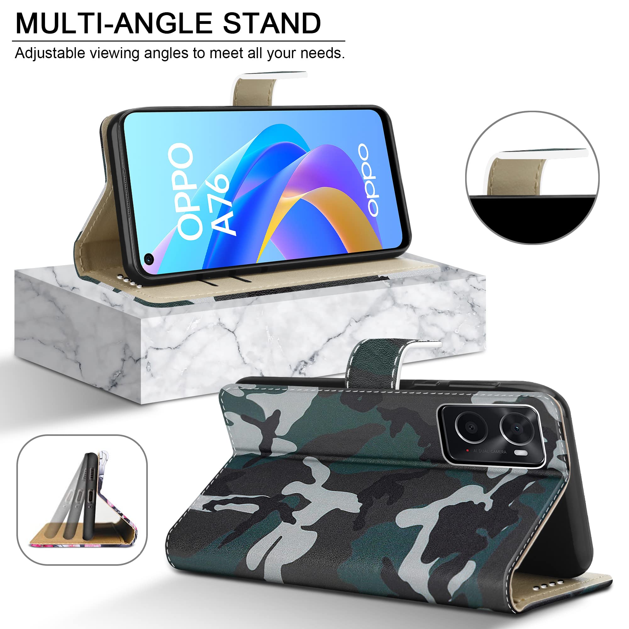 Custodia A Portafoglio In Pelle Per Oppo A76/A96: Con Slot Carte E Supporto, Chiusura Magnetica - Rosa - 2