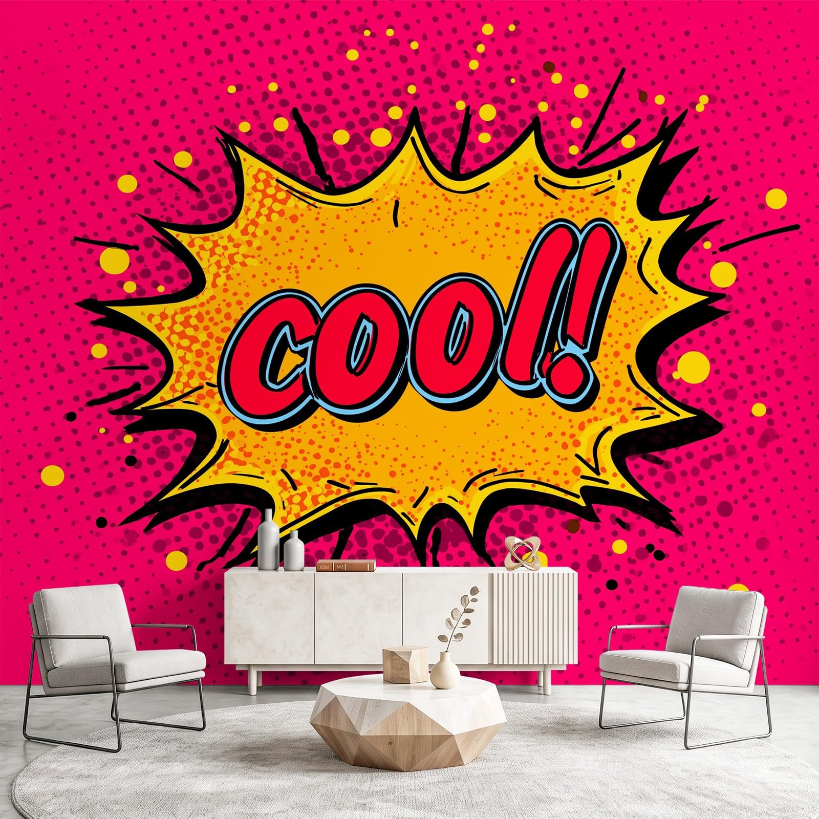Pokój dziecięcy Vintage, styl komiksowy, amerykański styl, mural ścienny, fajne, litery, różowa tapeta mural do salonu sypialni, biura dekoracja domu sypialni 300 x 210 cm