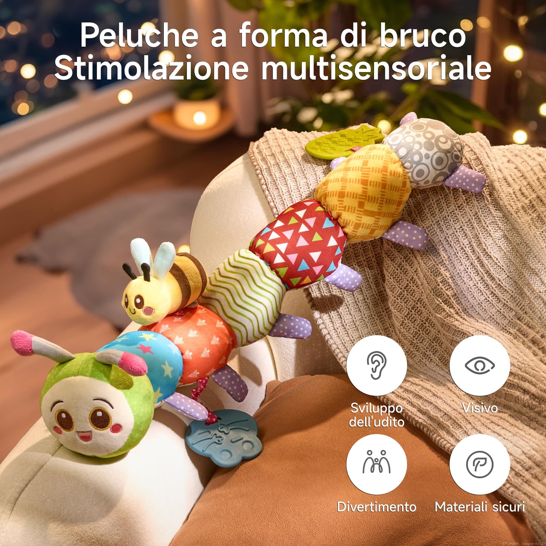 TUMAMA KIDS Giochi 0-9 Mesi, Peluche Tummy Time, Regali Montessori Sensoriali per Neonati Femmina e Maschio