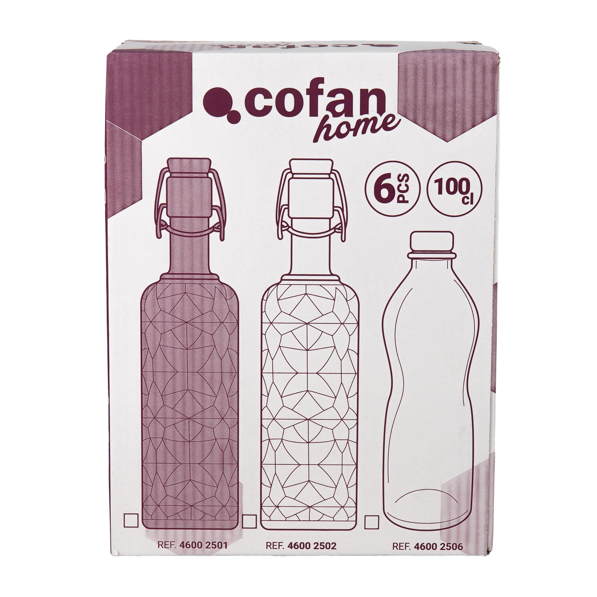 Cofan Botella de Vidrio con Tapón de Acero Inoxidable o Venta Unitaria | Capacidad: 1 litro | Elegancia y Funcionalidad para Bebida (1)
