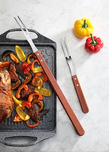 Miniatura 7 de New Star Foodservice  Tenedor para barbacoa de grado comercial, mango de madera (21 pulgadas)