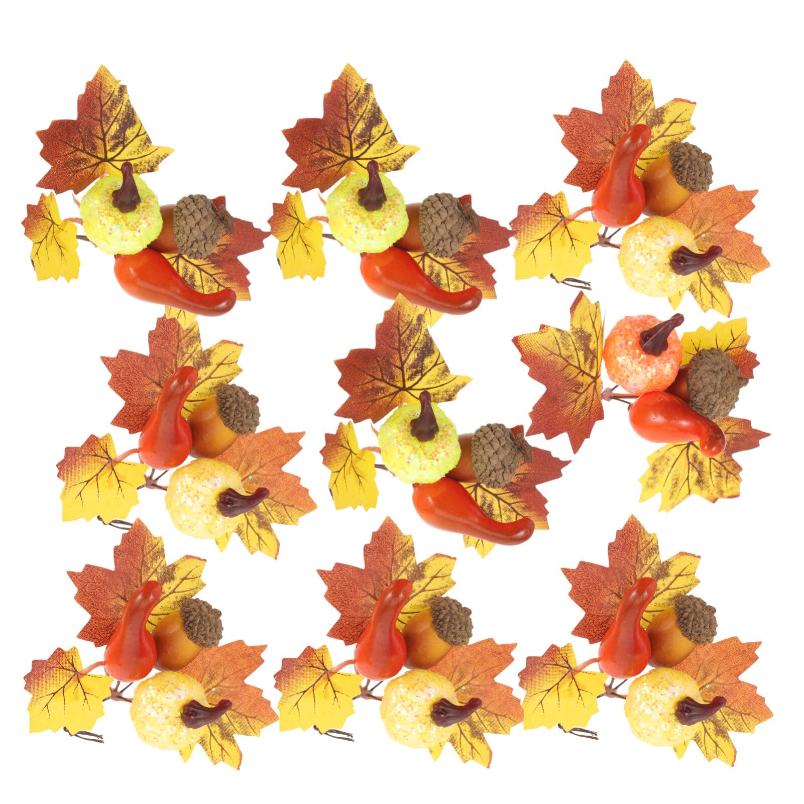 Abaodam 10 Pcs Artificial Maple Leaf Branches Faux Fall Picks Sprays with Pumpkins Pine Cones for Farmhouse Fall Thanksgiving Floral Arrangement Centerpiece Wreath