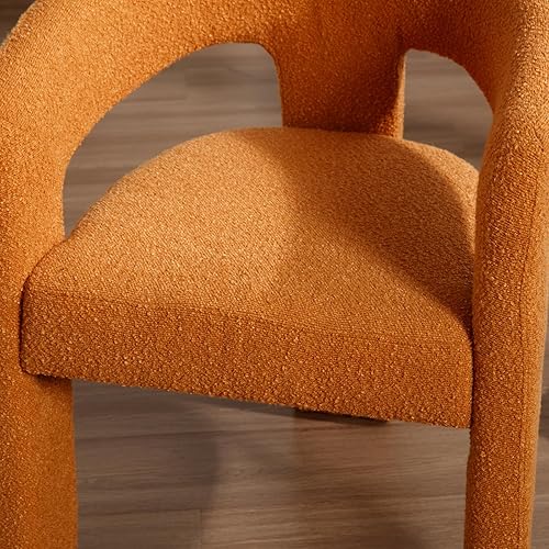 Miniatura 3 de Modern Boucle Silla de comedor, silla de cocina tapizada de sherpa con brazos, cómoda silla lateral de barril para sala de estar, oficina en casa,