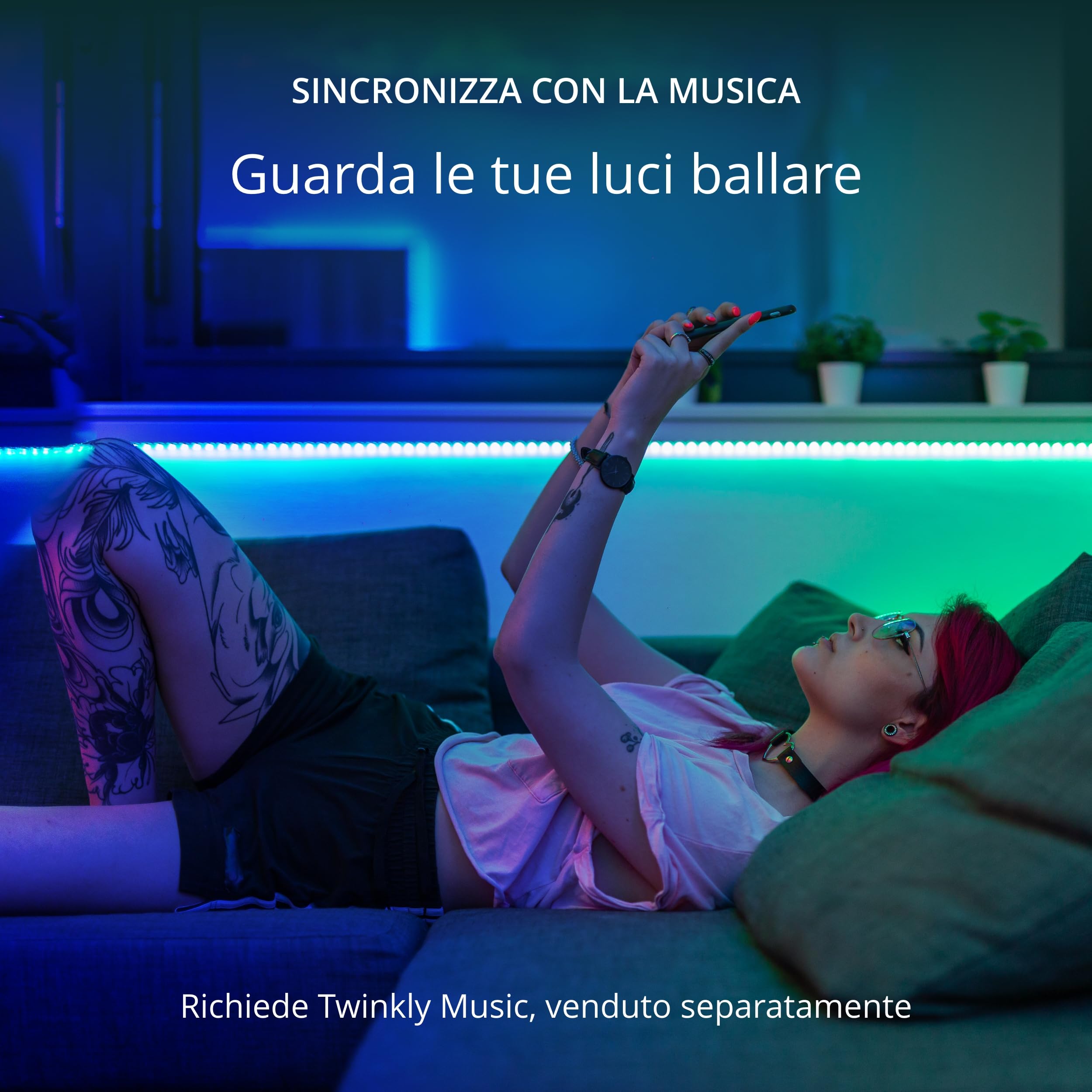 Twinkly Line Starter Kit 1.5m, Striscia LED Multicolore, Kit con Controller Intelligente, Compatibile con Alexa e Google Home, Luci Gaming, 16M+ di Colori, Controllato da App, Filo Bianco