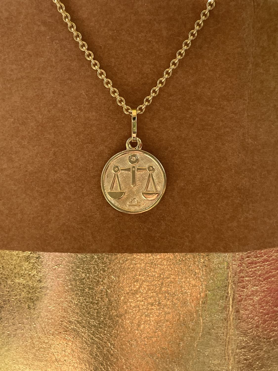 My Gold Pendentif Signe du Zodiaque Balance (Sans Chaîne) Or Jaune Or Véritable 333 (8 Carats) Ø 12mm Rond Signe du Zodiaque Rond A-06017-G303-Waa