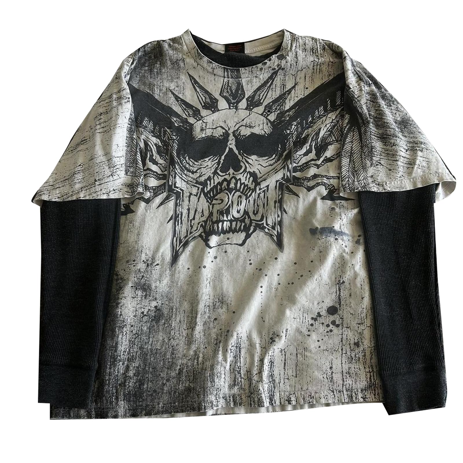 Amiblvowa Women Y2K Grunge T Shirt Emo Aesthetics Graphic Tops Teen Girl Vintage Baggy Goth Tops Harajuku Punk Grunge Clothes